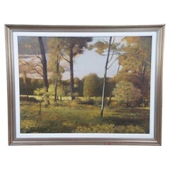 Retro Ronald E. Renmark Forest Trees Field Landscape Oil Painting on Canvas