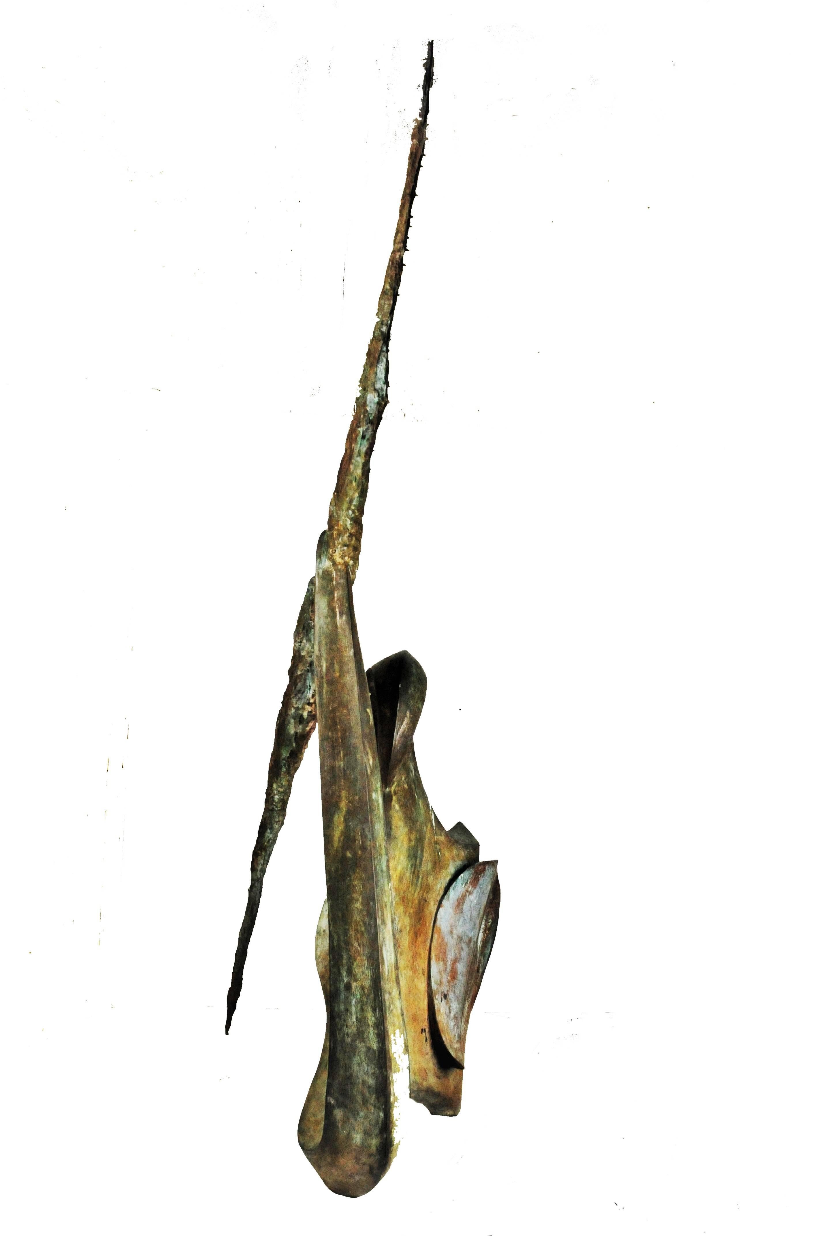 Brutalist Ronald Edward Street, Spear Thrower, Oxidized Bronze Sculpture, 1970s For Sale