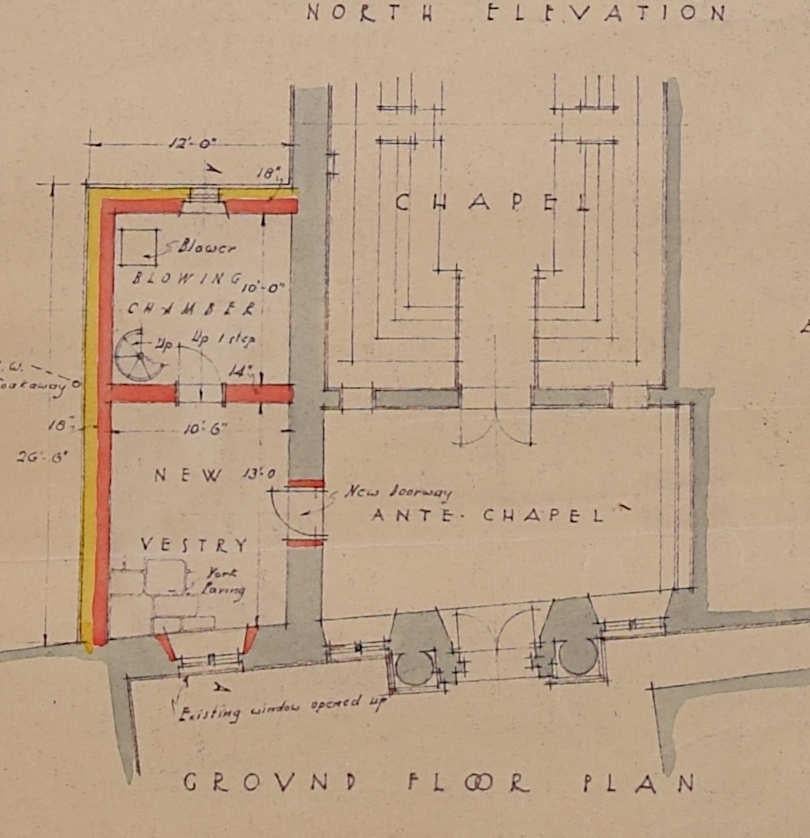 St Edmund Hall - 1930, Proposed Extensions to Chapel and Library - Realist Print by Ronald Fielding Dodd