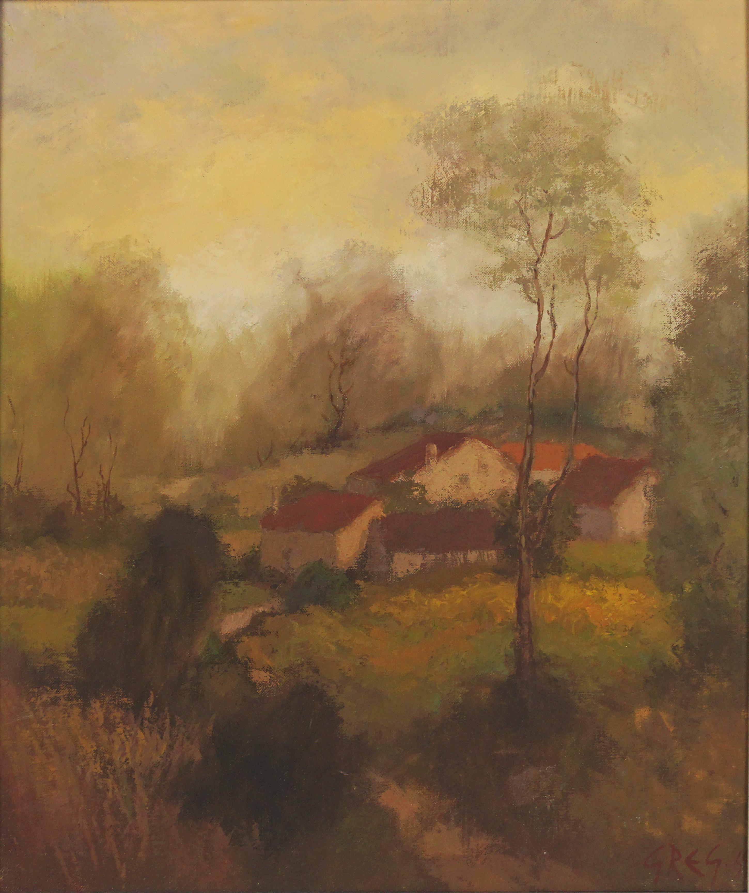 Paesaggio francese di metà secolo -- Paysage de L'Yonne - Painting di Ronald Greg