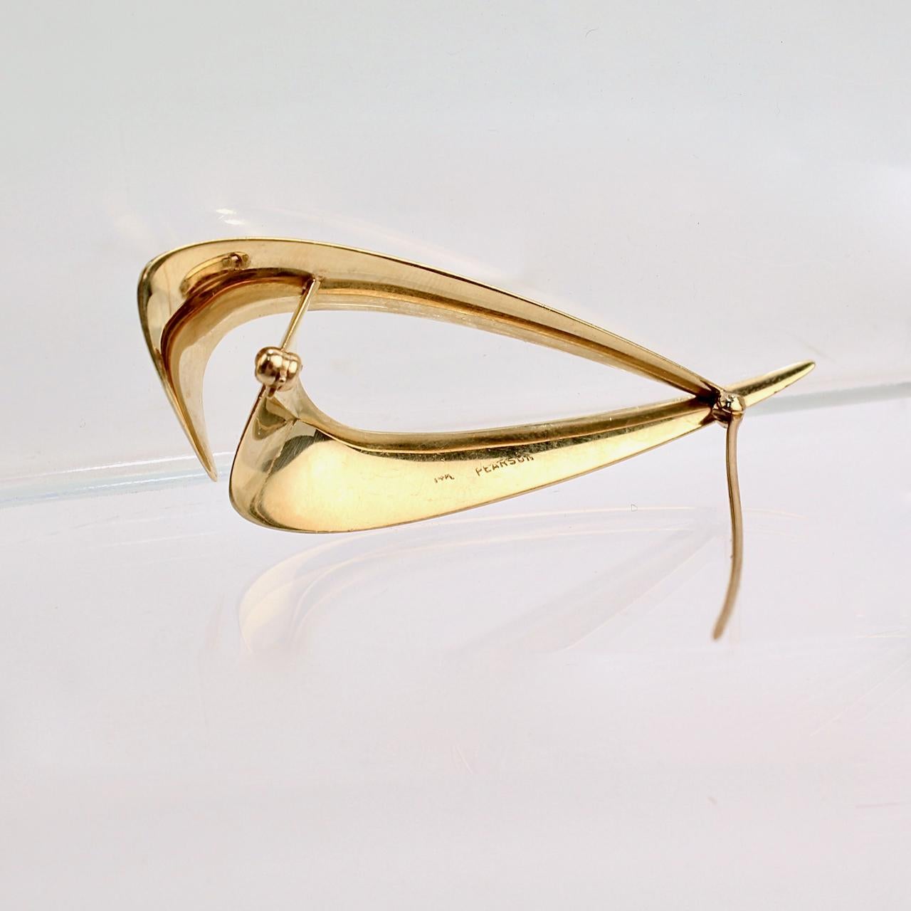 Ronald H. Pearson Modernist Forged Gold Brooch or Pin In Good Condition For Sale In Philadelphia, PA