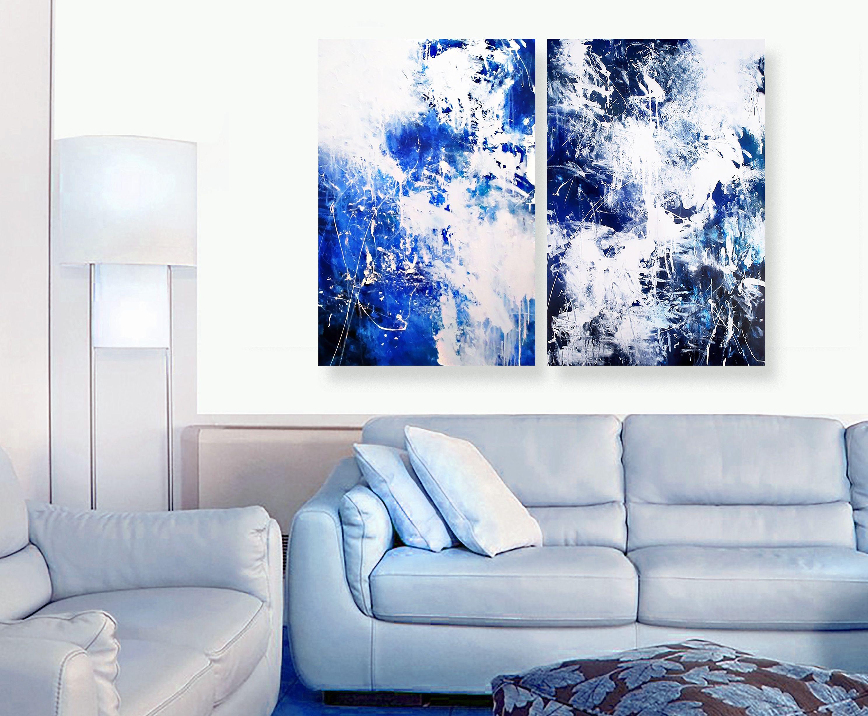 Blu Sky I, II, Painting, Acrylic on Glass For Sale 1