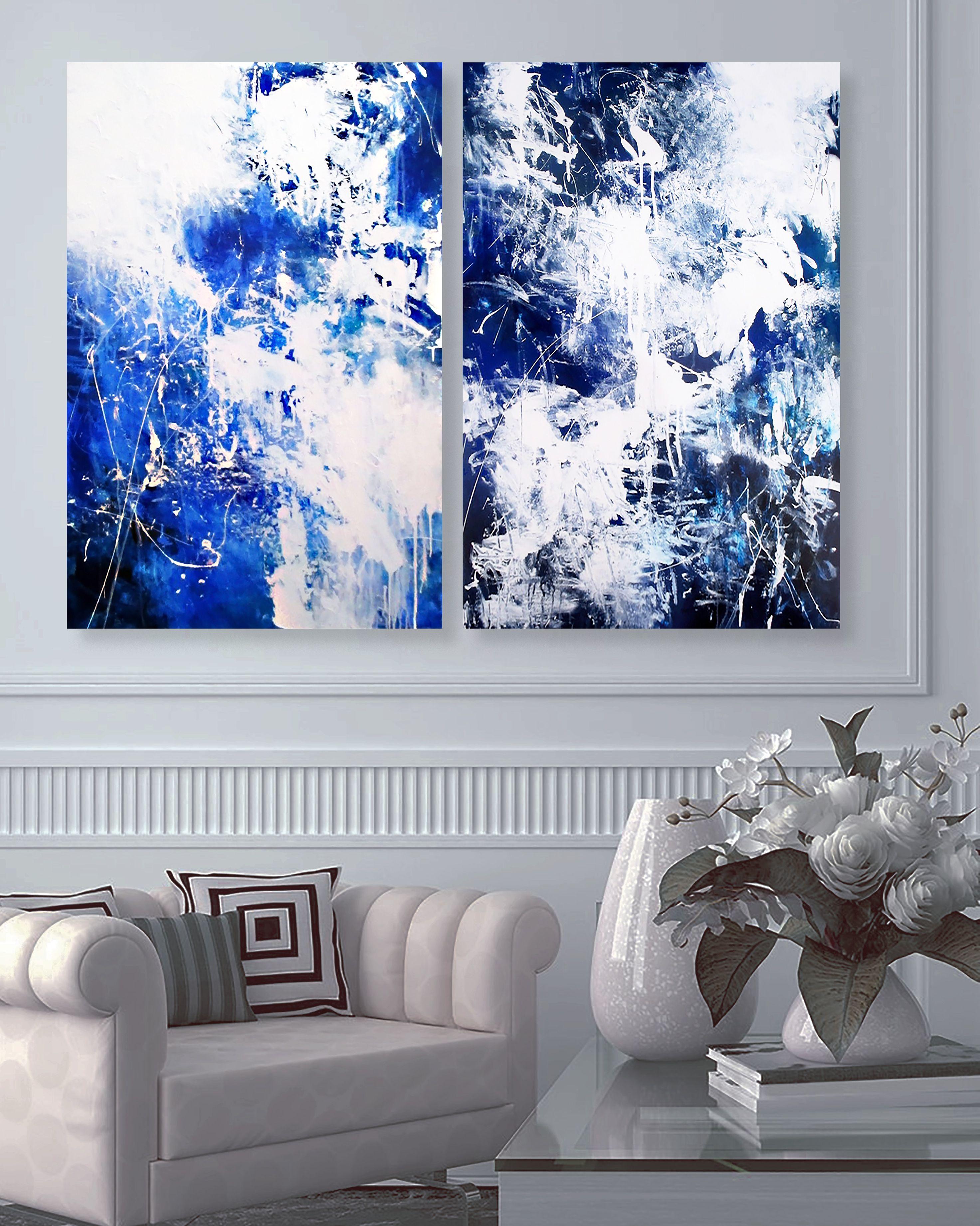 Blu Sky I, II, Painting, Acrylic on Glass For Sale 2