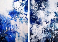 Blu Sky I,II, Painting, Acrylic on Glass