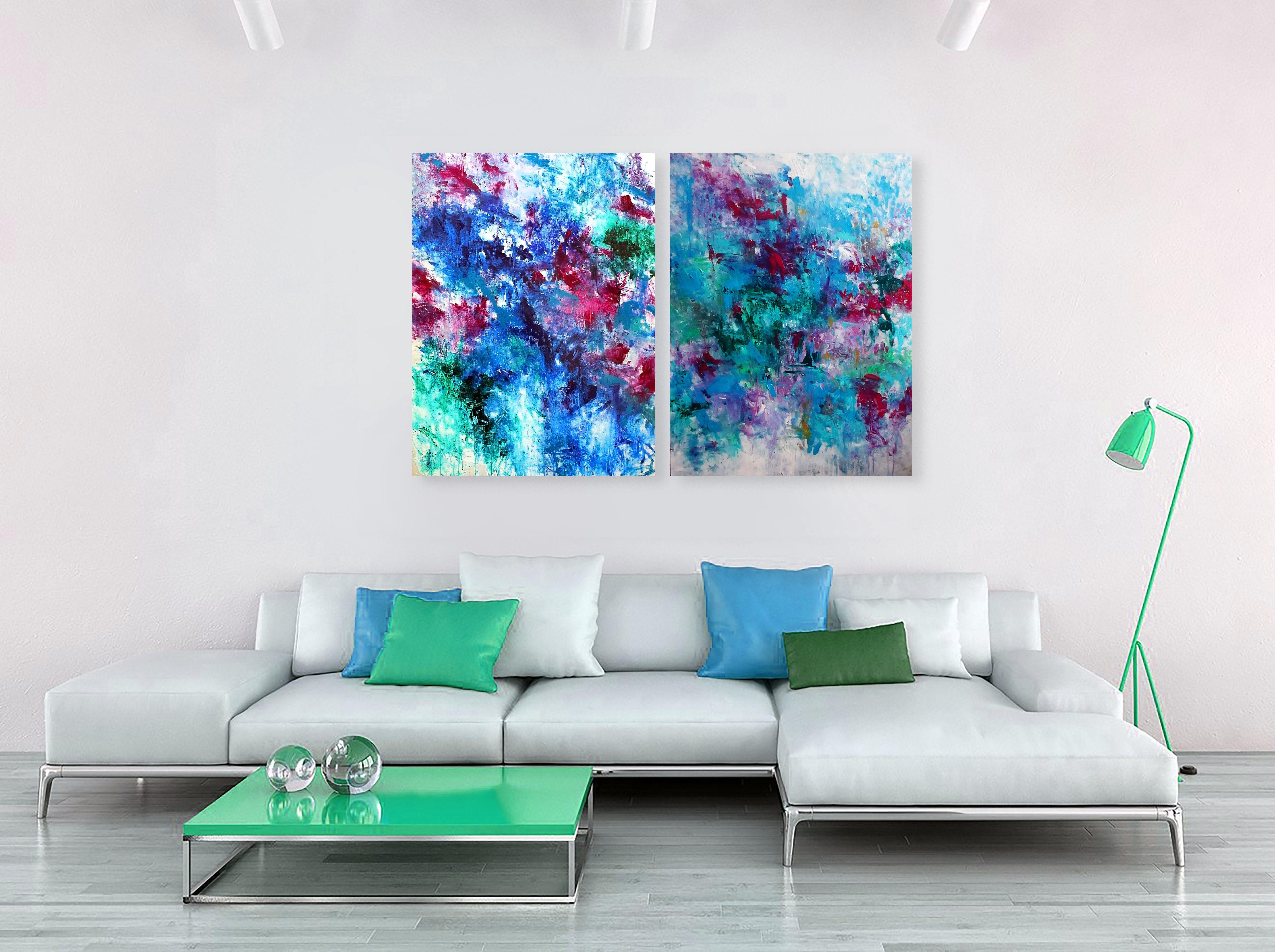 Floral Garden I, II, Painting, Acrylic on Canvas For Sale 4