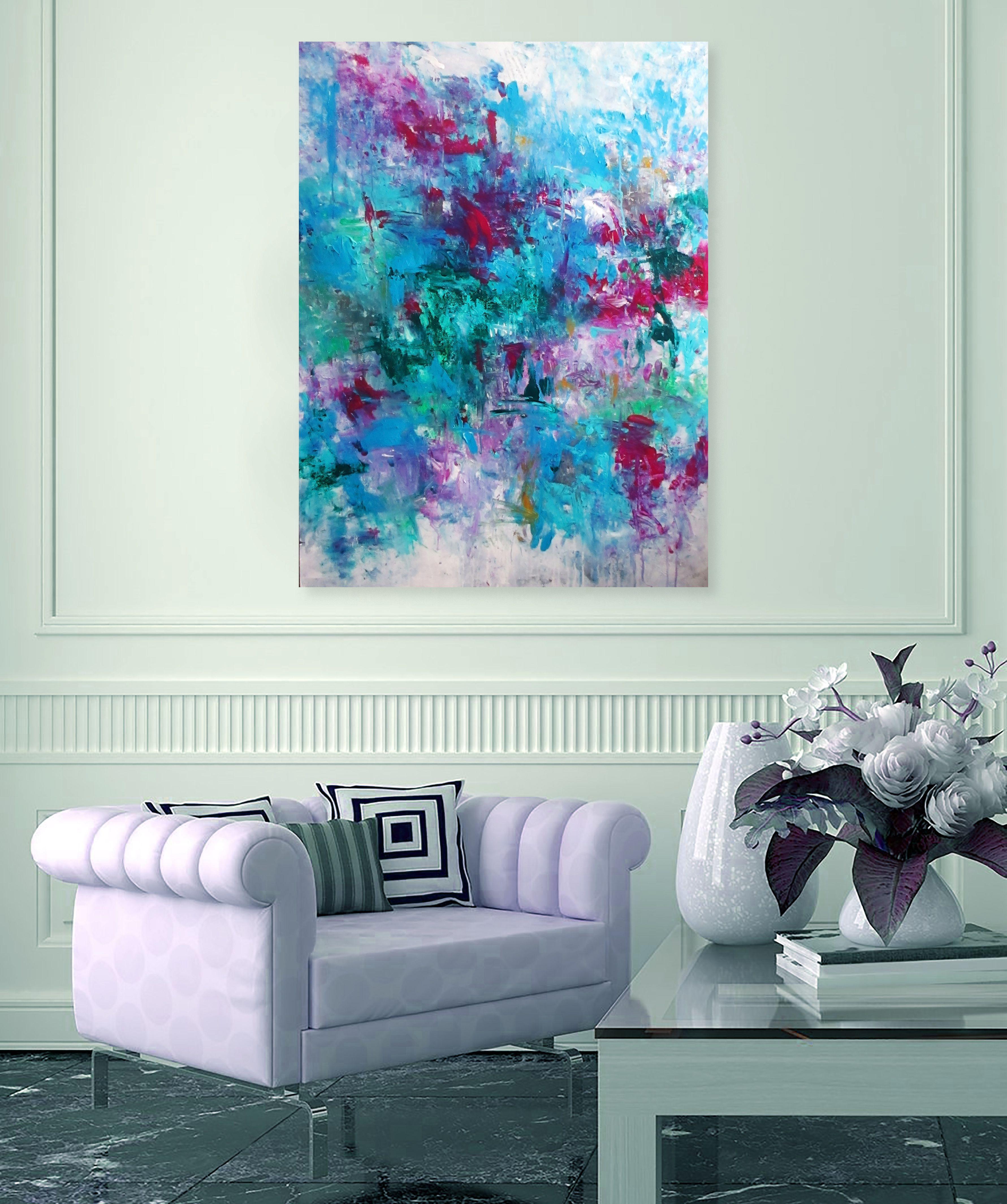 Floral Garden, Painting, Acrylic on Canvas For Sale 1