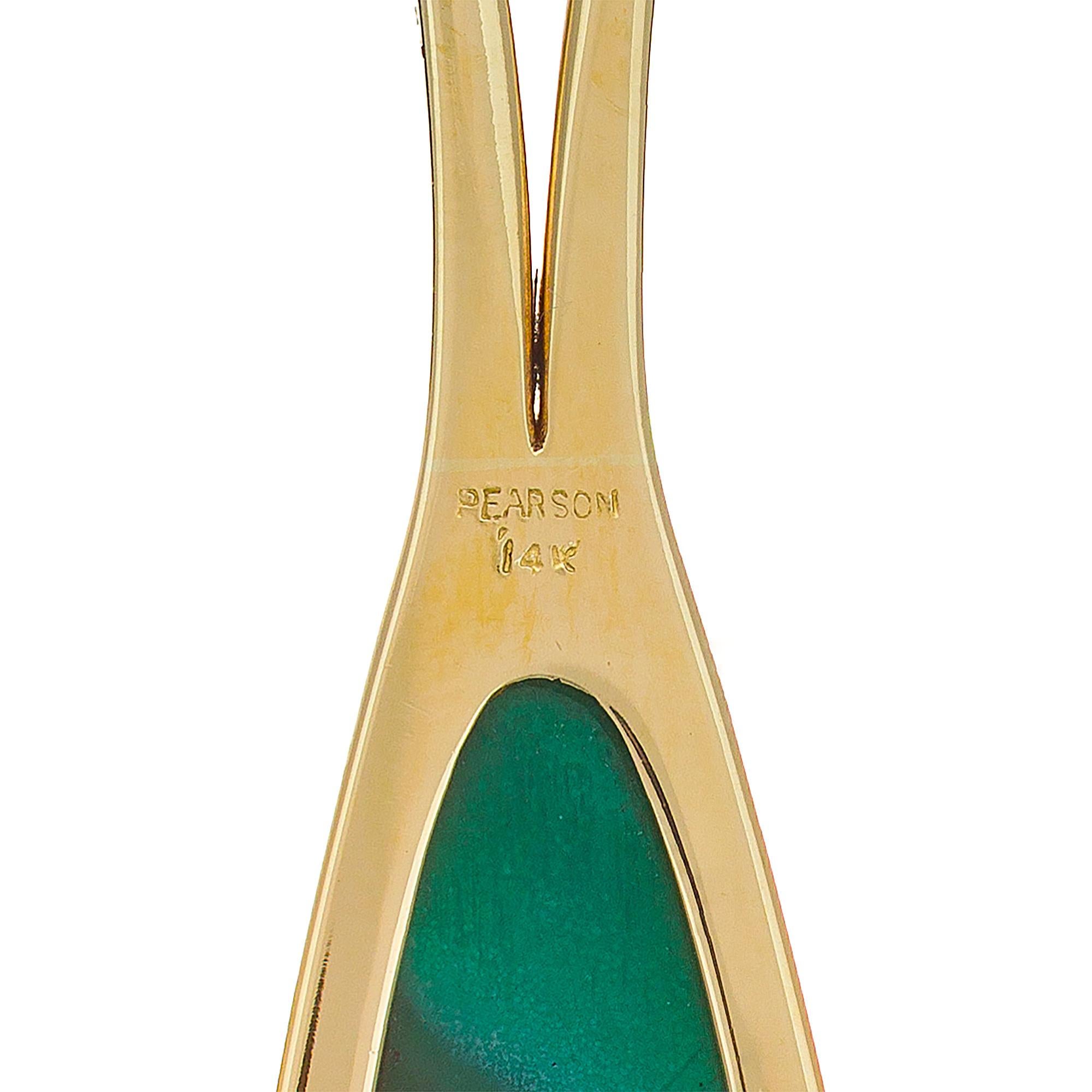 Ronald Hayes, collier pendentif en or jaune et malachite 3D Pearson de 35,00 carats Bon état - En vente à Stamford, CT