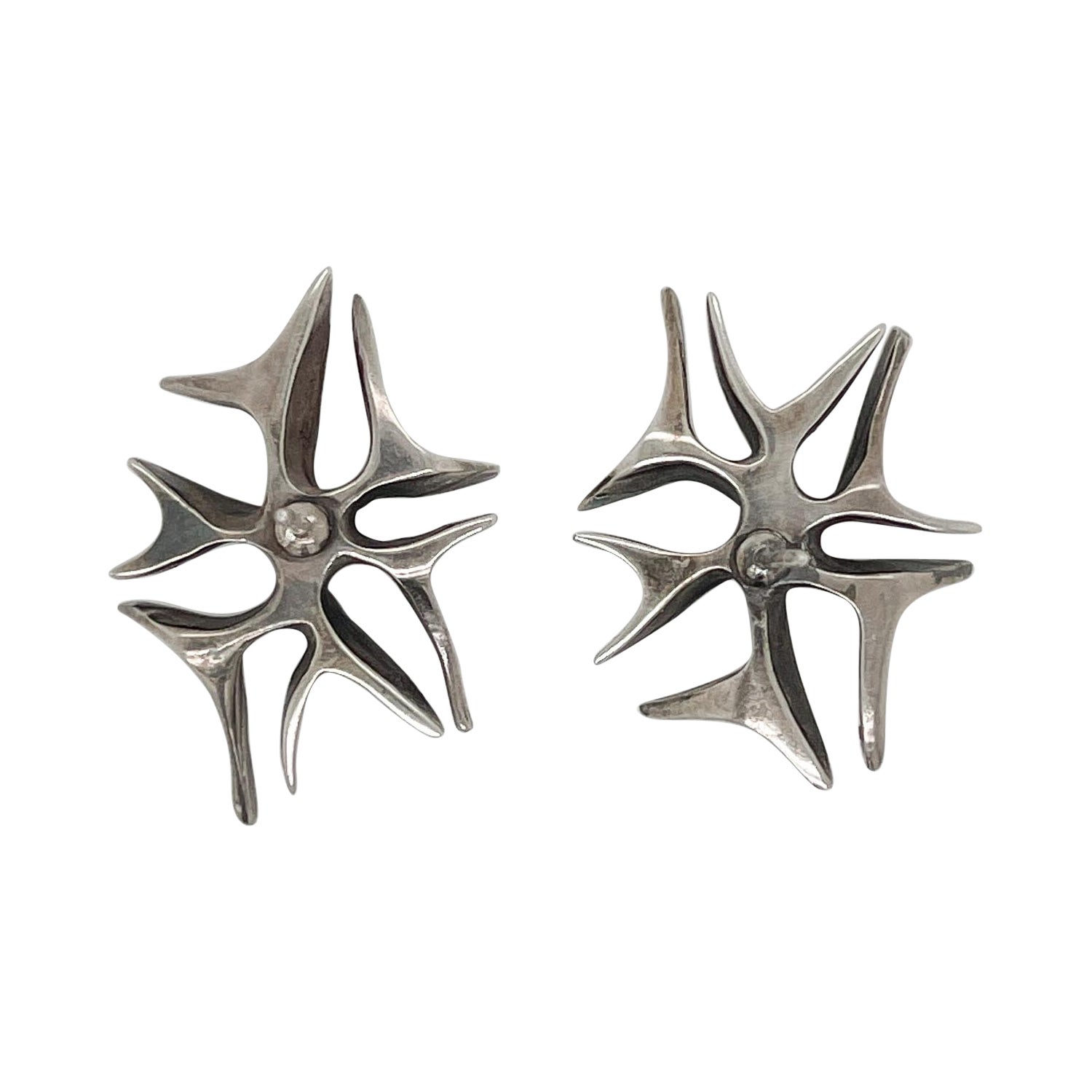 Ronald Hayes Pearson Sterling Silver American Modernist Earrings