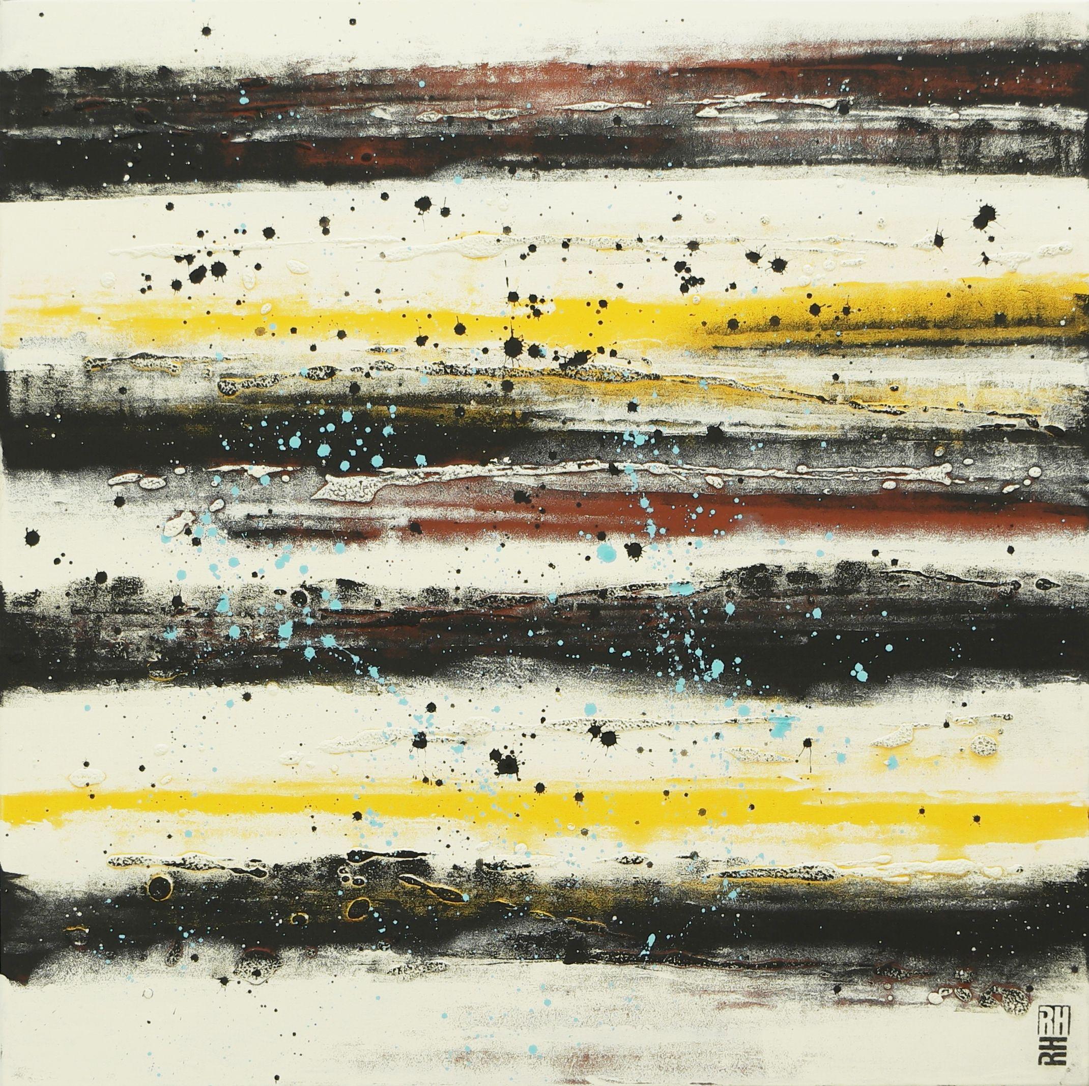 Ronald Hunter Abstract Painting - Black Line Picture, Painting, Acrylic on Canvas