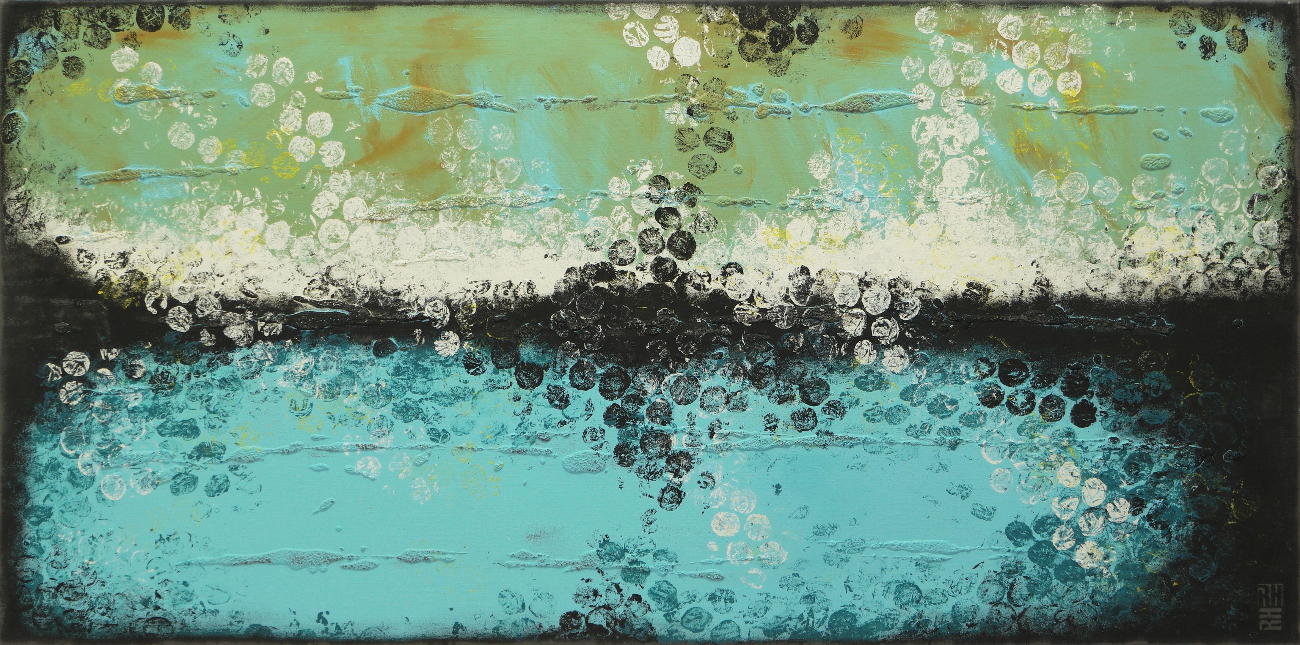 Abstract Painting de Ronald Hunter - Burbujas en ebullición Horizonte, Pintura, Acrílico sobre lienzo
