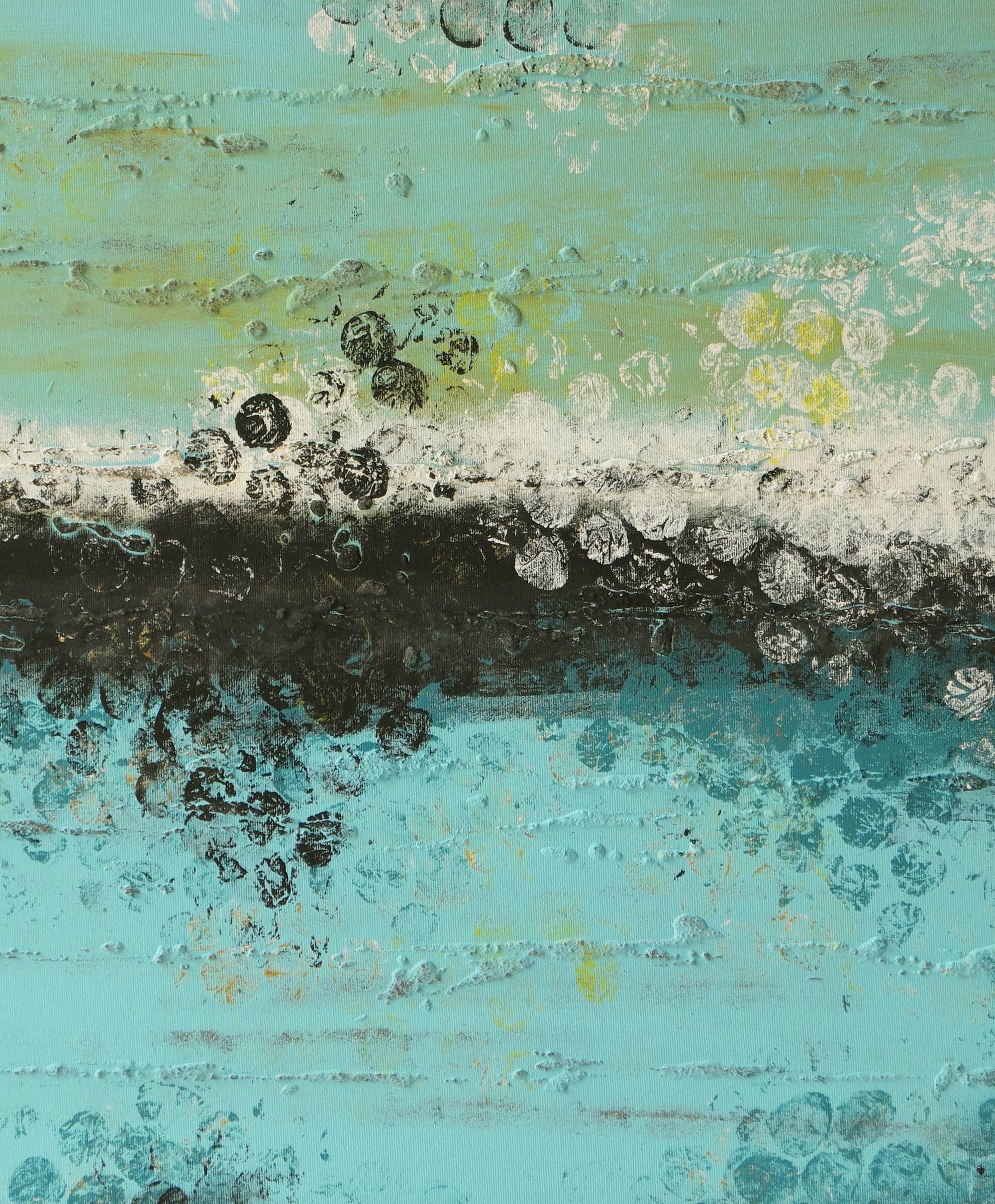Boiling Bubbles Landscape Turquoise, Painting, Acrylic on Canvas 1