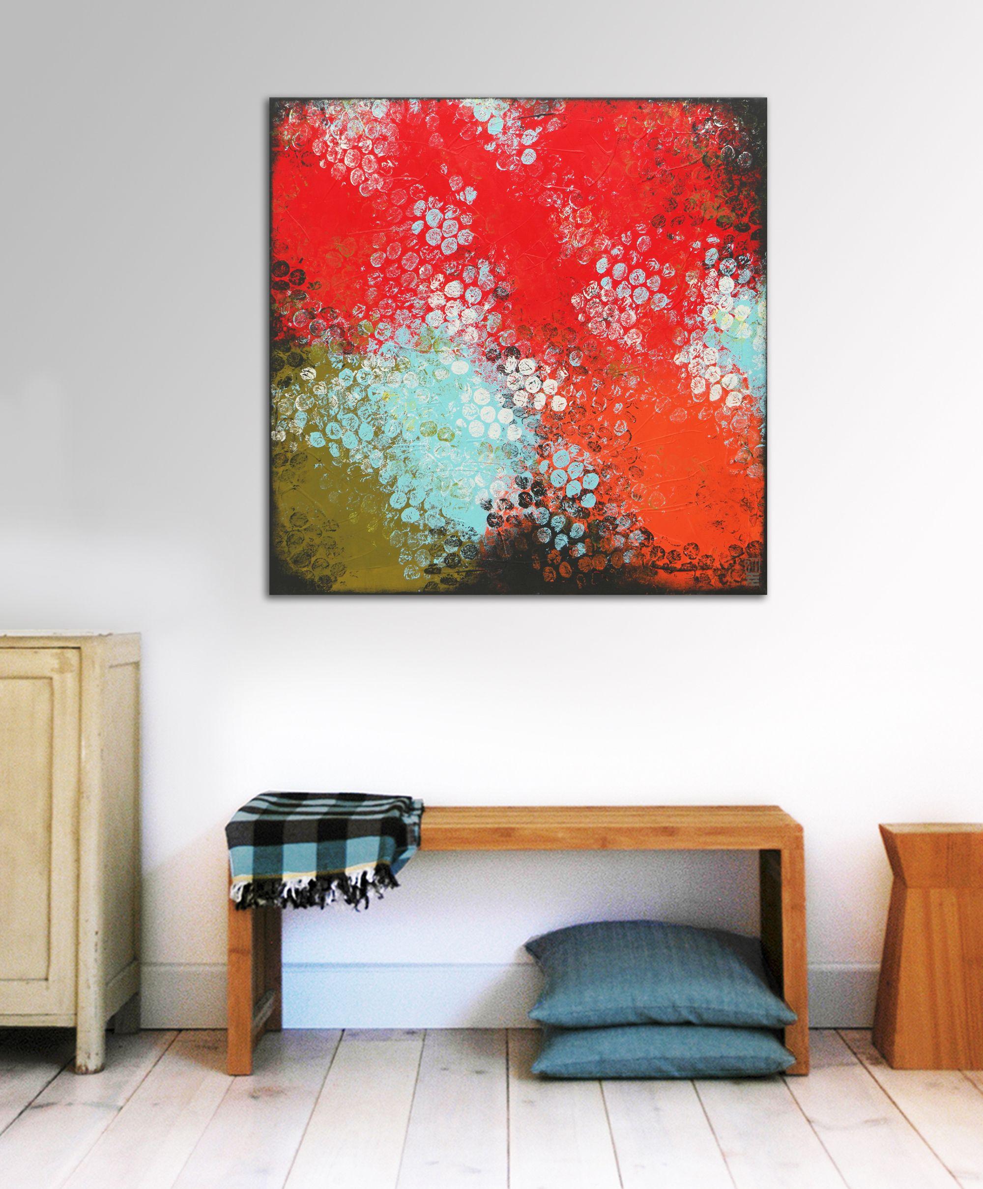 Bolle bollenti rosse e blu, Pittura, Acrilico su tela - Painting di Ronald Hunter