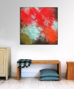Boiling Bubbles Red & Blue, Painting, Acrylic on Canvas