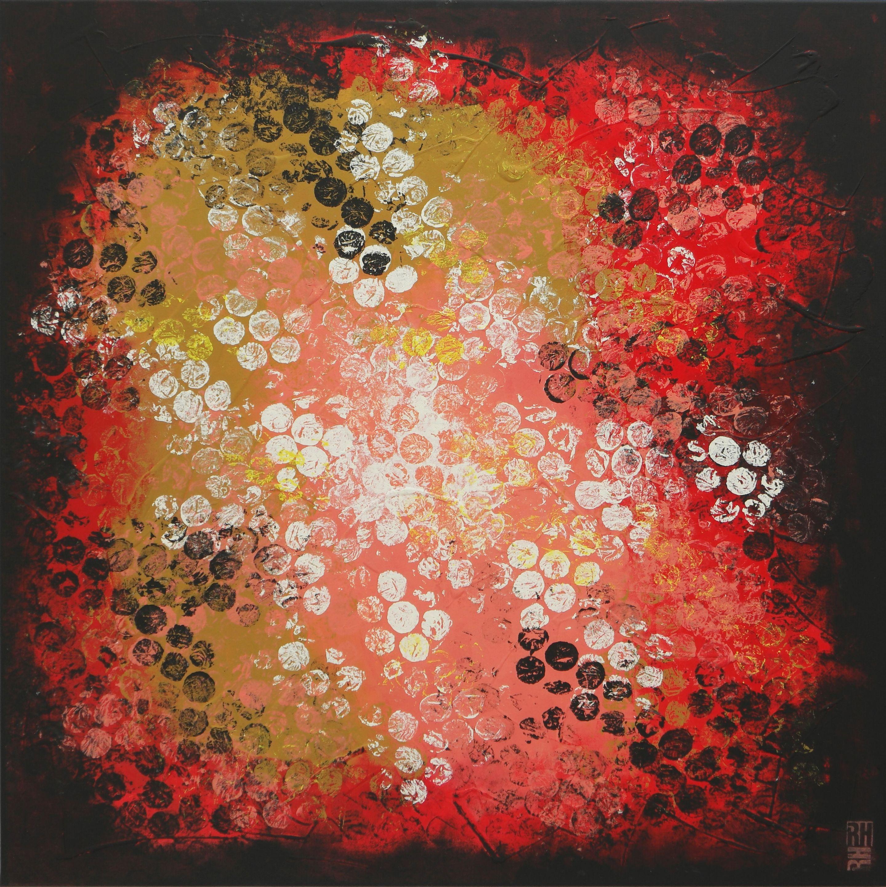Ronald Hunter Abstract Painting - Boiling Bubbles Red, Painting, Acrylic on Canvas