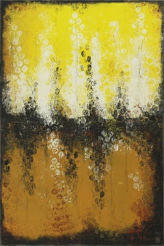 Boiling Bubbles Yellow & Camel, Painting, Acrylic on Canvas