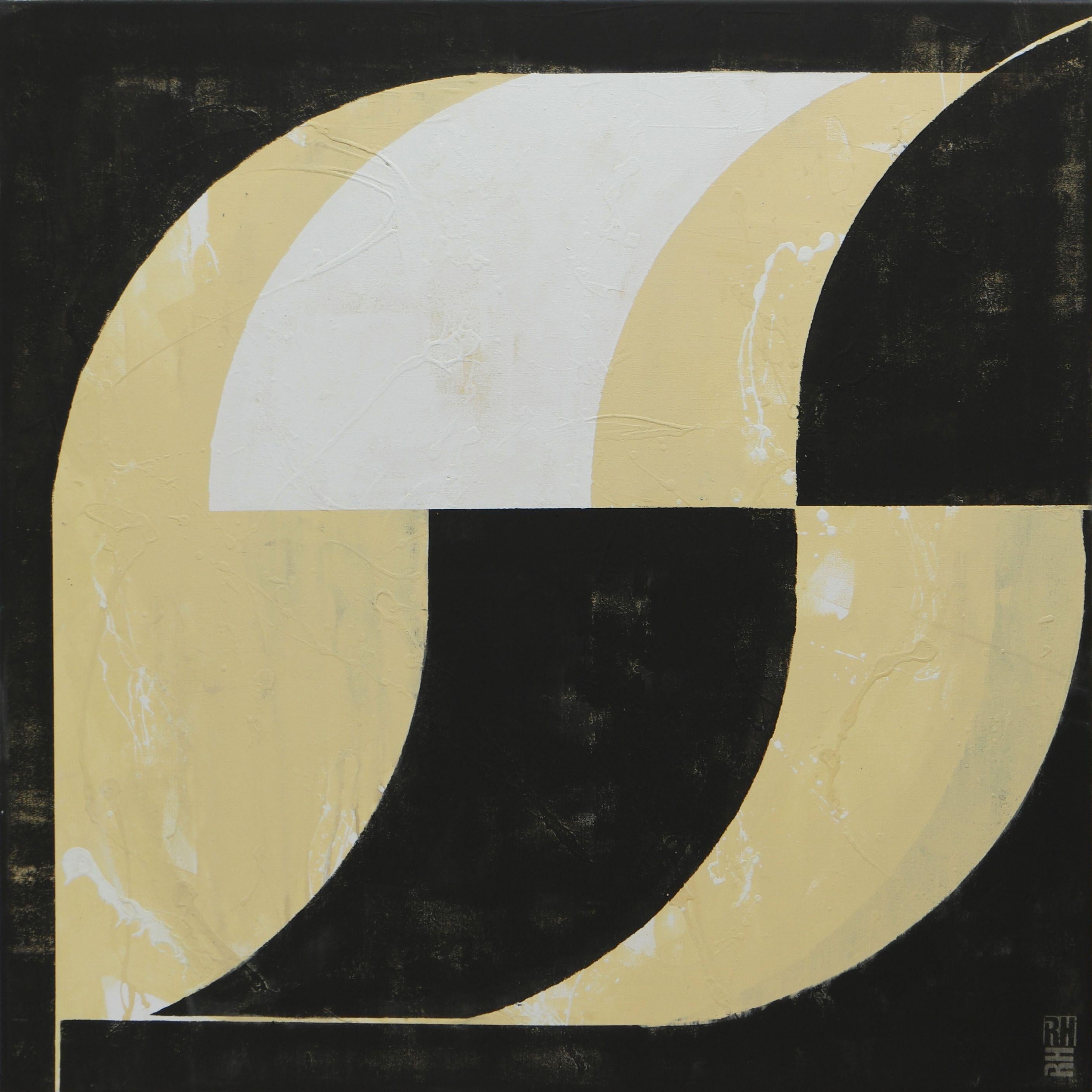 Ronald Hunter Abstract Painting - Circle in Circle - Black Square, Painting, Acrylic on Canvas
