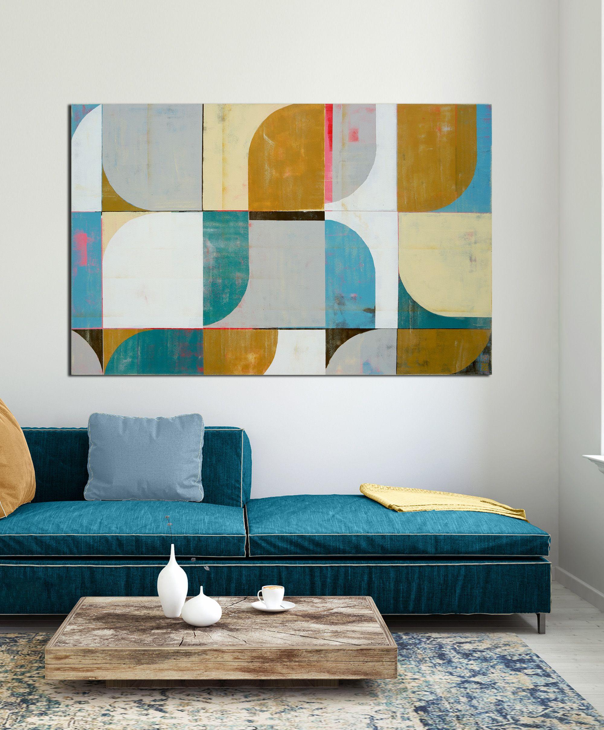 Original artwork created by Ronald Hunter. Circle in Circle collection. This new series represents movement within movement, go with the flow. A balanced abstract composition of round forms, made with many layers of acrylic paint. This artwork will
