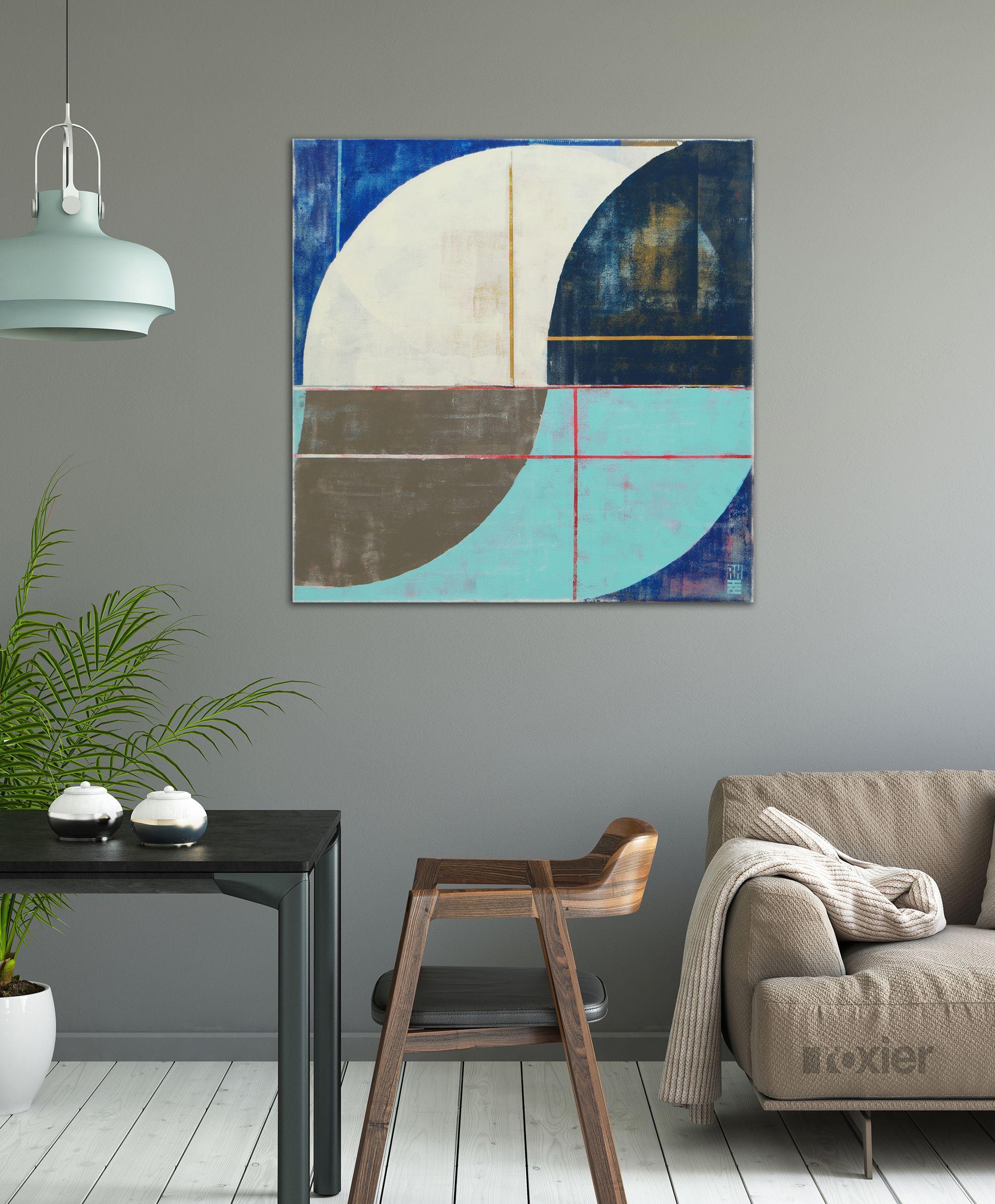 Círculo en círculo - Azul, Pintura, Acrílico sobre lienzo - Painting de Ronald Hunter