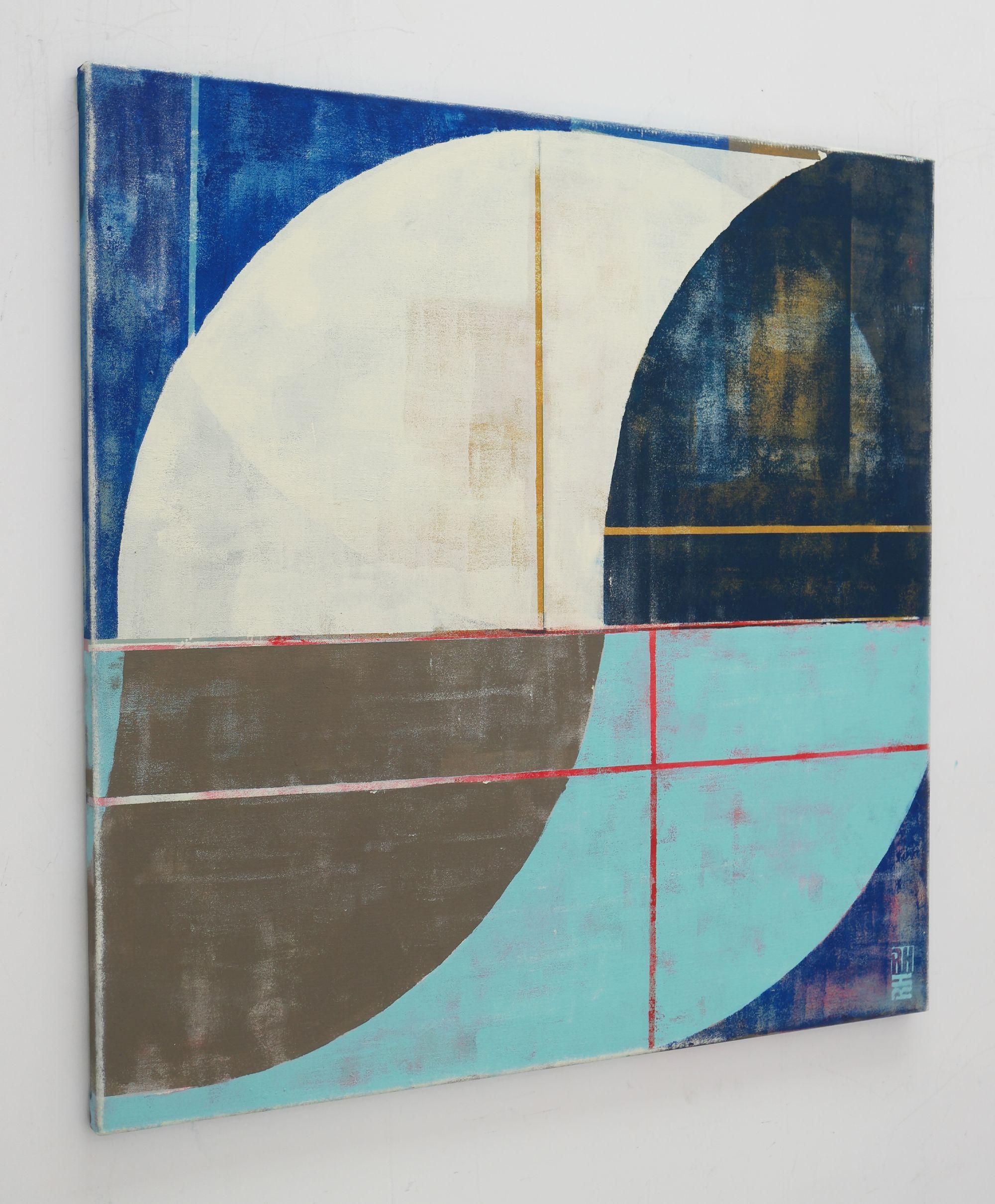 Círculo en círculo - Azul, Pintura, Acrílico sobre lienzo - Painting Abstracto de Ronald Hunter