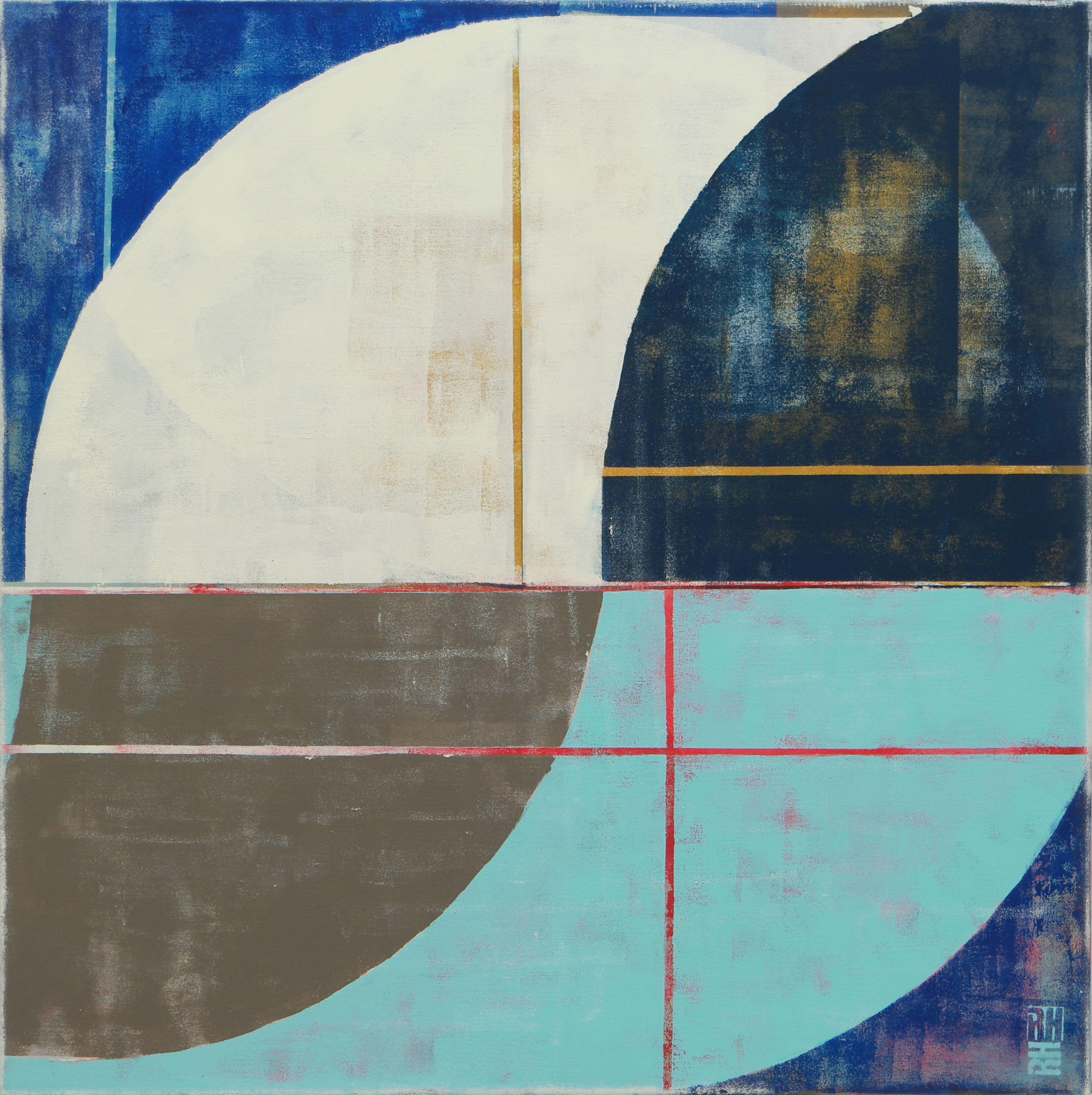 Abstract Painting de Ronald Hunter - Círculo en círculo - Azul, Pintura, Acrílico sobre lienzo