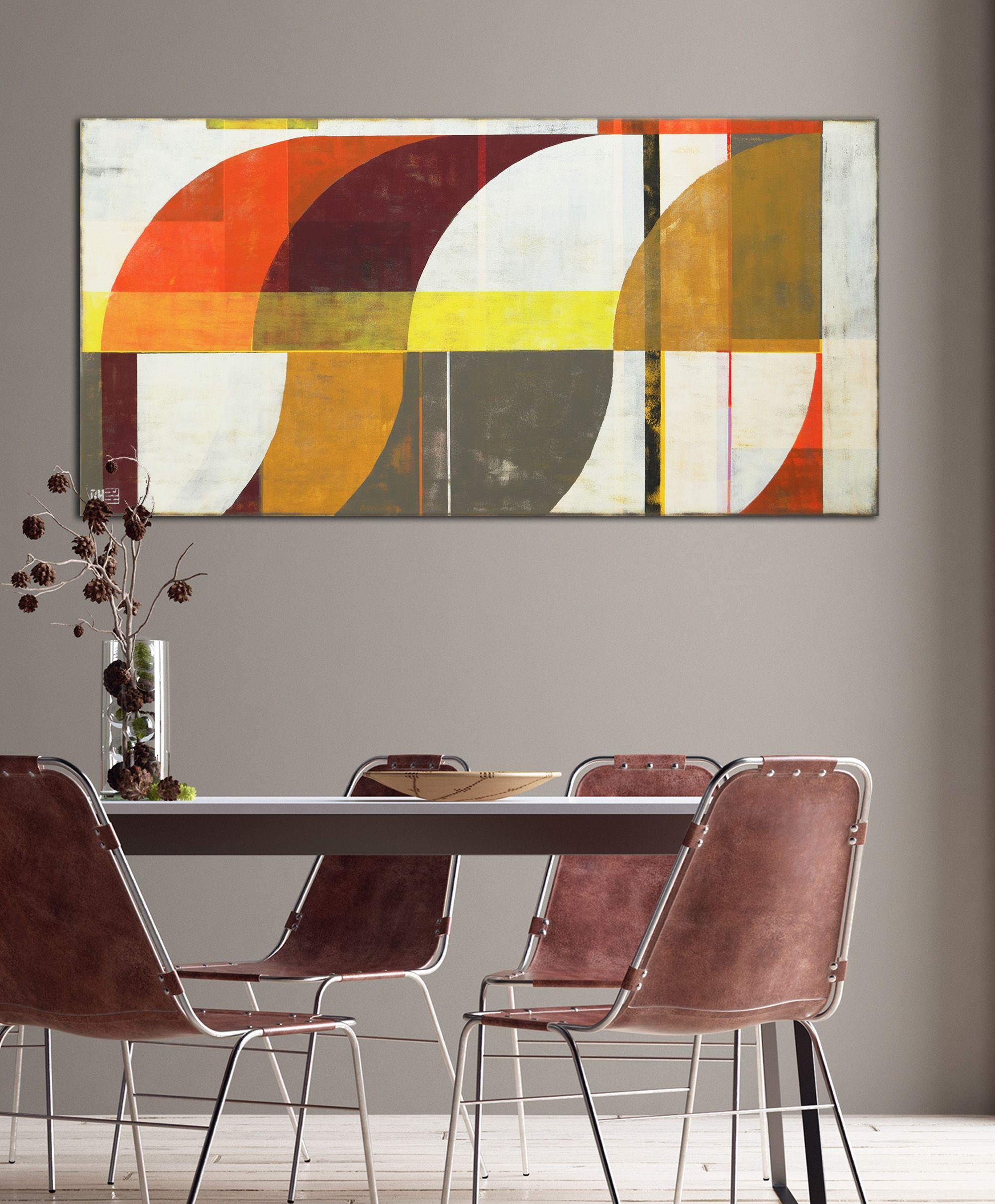 Círculo en círculo - Cálido, Pintura, Acrílico sobre lienzo - Painting Abstracto de Ronald Hunter