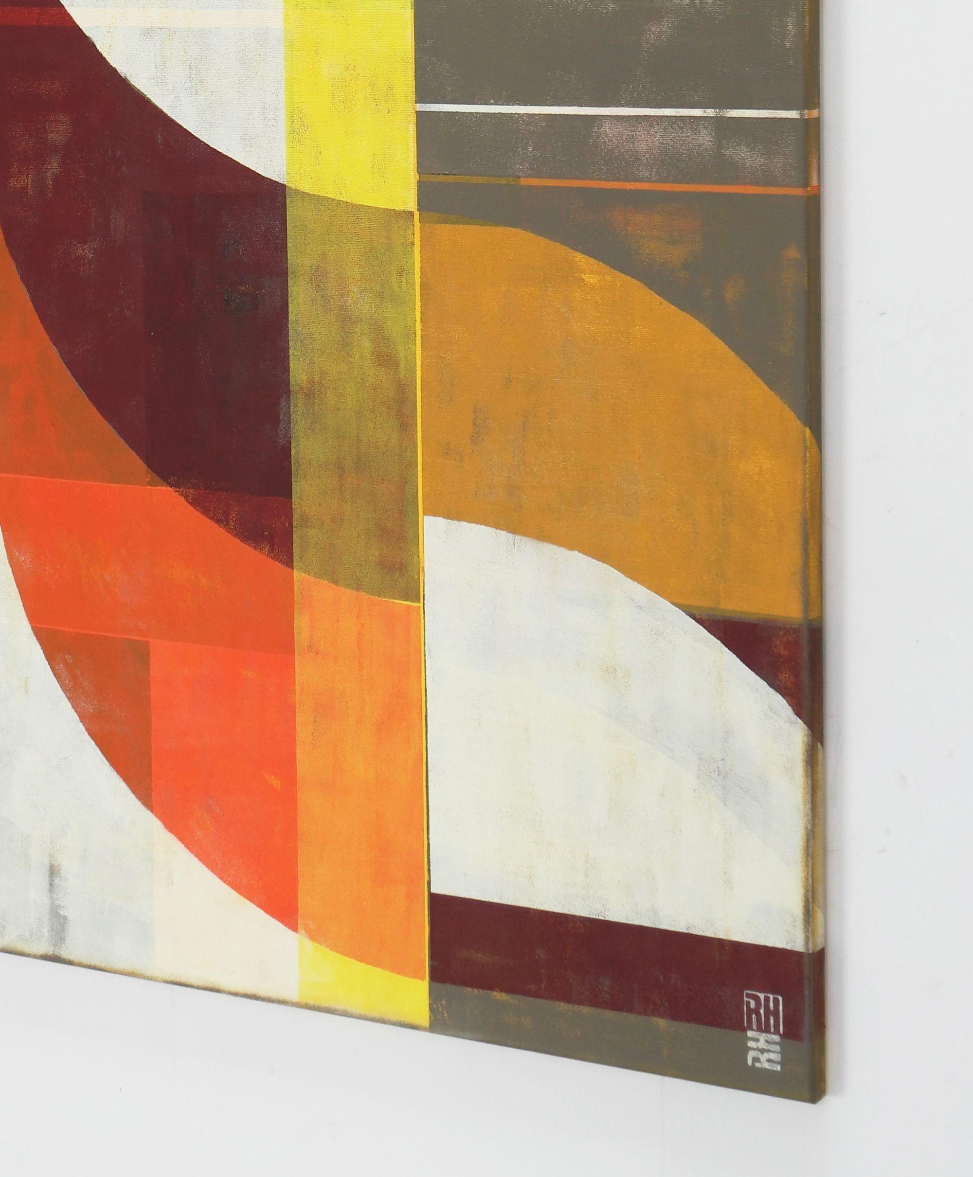 Pintura Acrílica Abstracta, Obra de arte original creada por Ronald Hunter.    Una equilibrada composición abstracta de formas redondas, realizada con muchas capas de pintura acrílica. La combinación de tonos cálidos hace que esta obra de arte