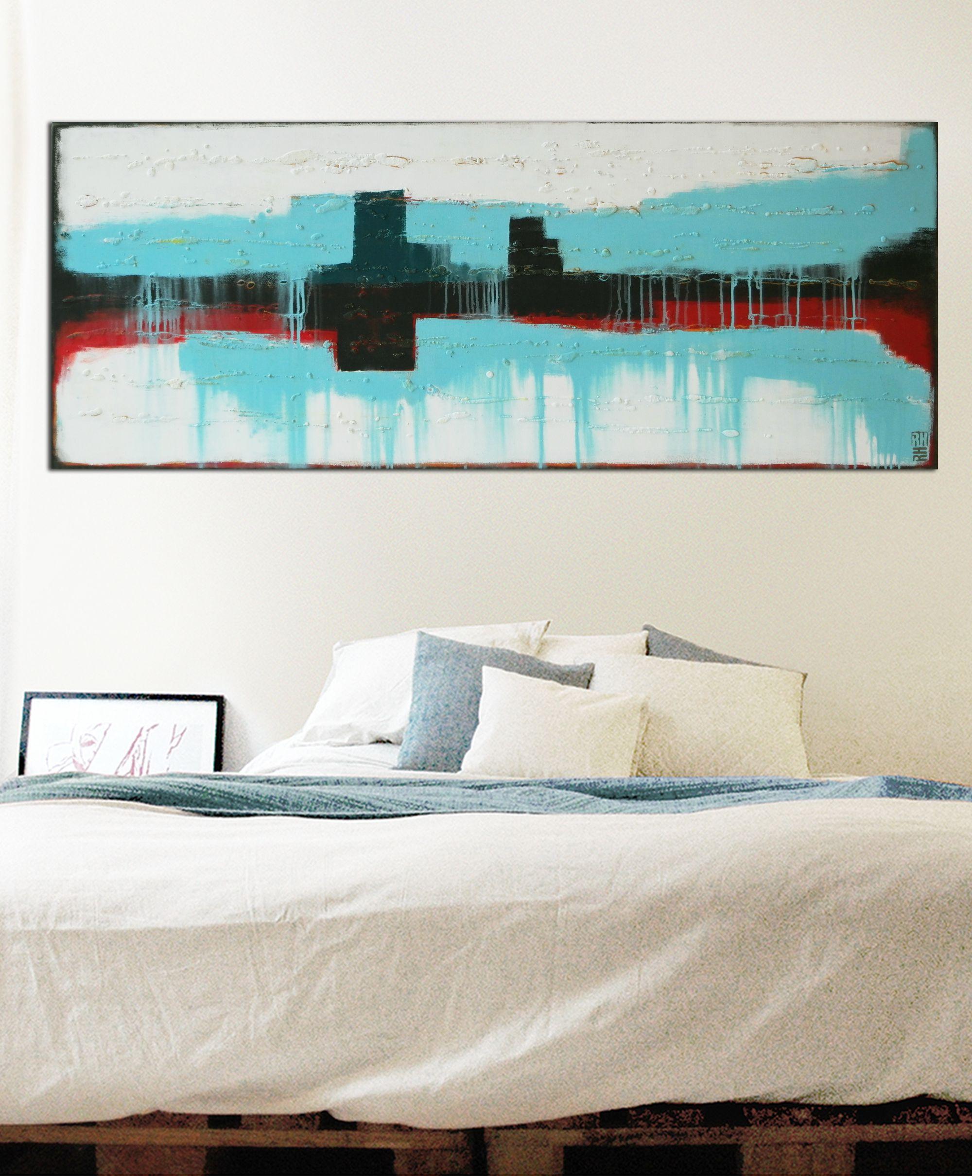 City White Lights, Painting, Acrylic on Canvas - Blue Abstract Painting by Ronald Hunter