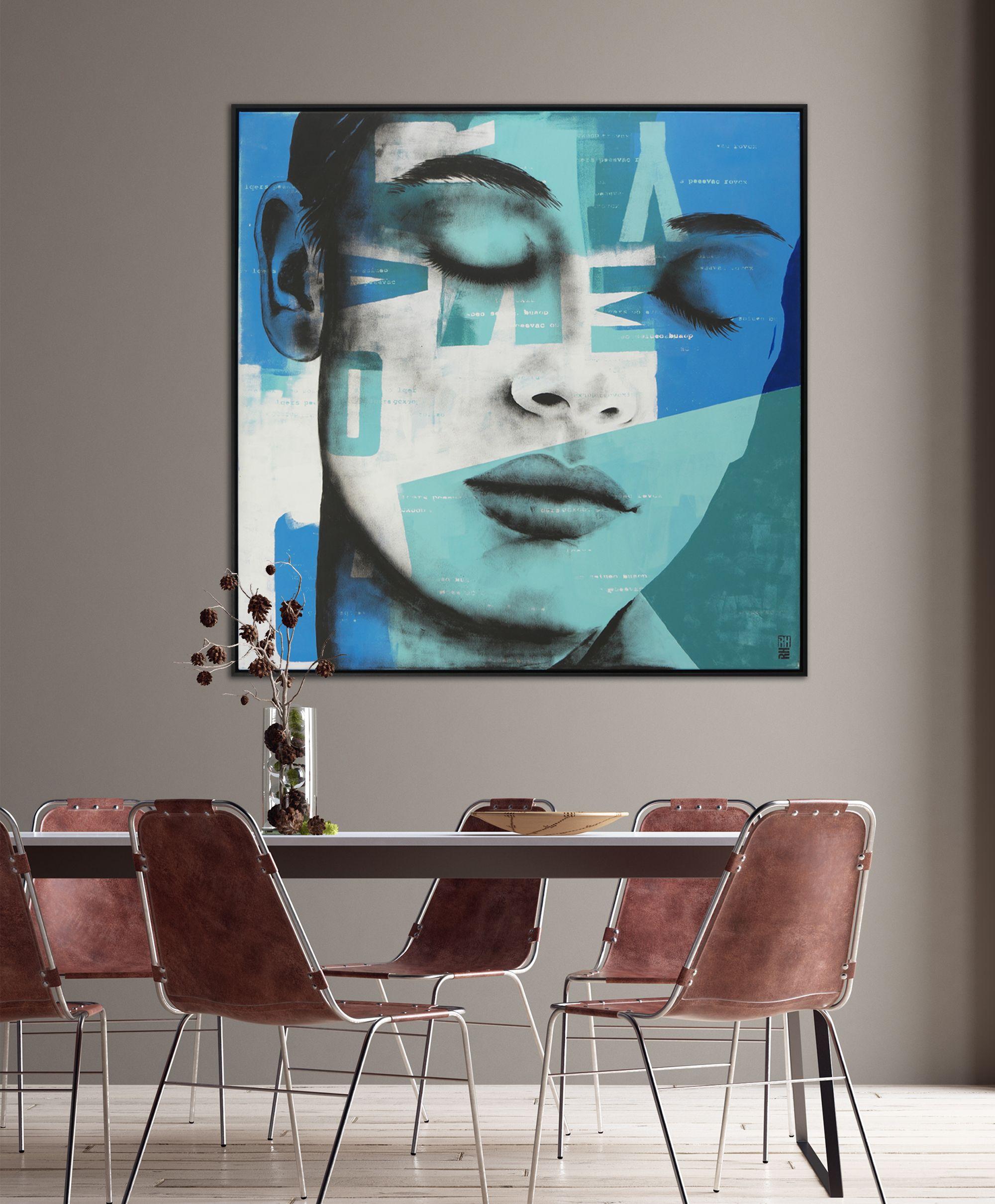 Chiudi gli occhi blu XL, Pittura, Acrilico su tela - Painting Pop Art di Ronald Hunter