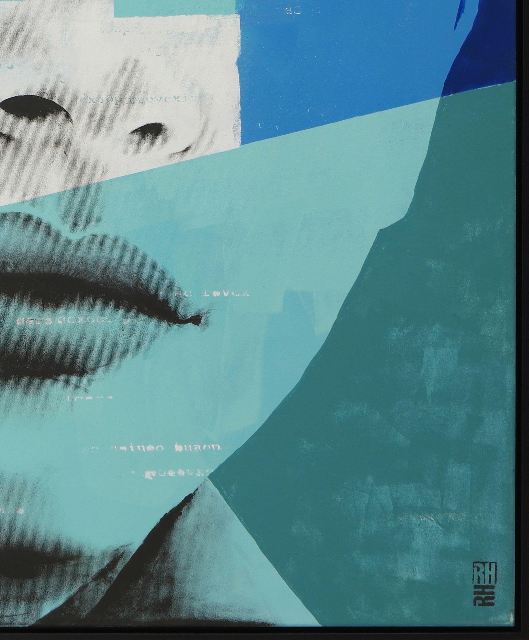 Chiudi gli occhi blu XL, Pittura, Acrilico su tela in vendita 1