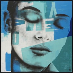 Cierra los ojos azul XL, Pintura, Acrílico sobre lienzo