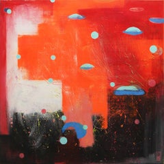 Floating City Square, Painting, Acrylic on Canvas