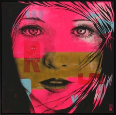 French Girl in Pink, Painting, Acrylic on Canvas