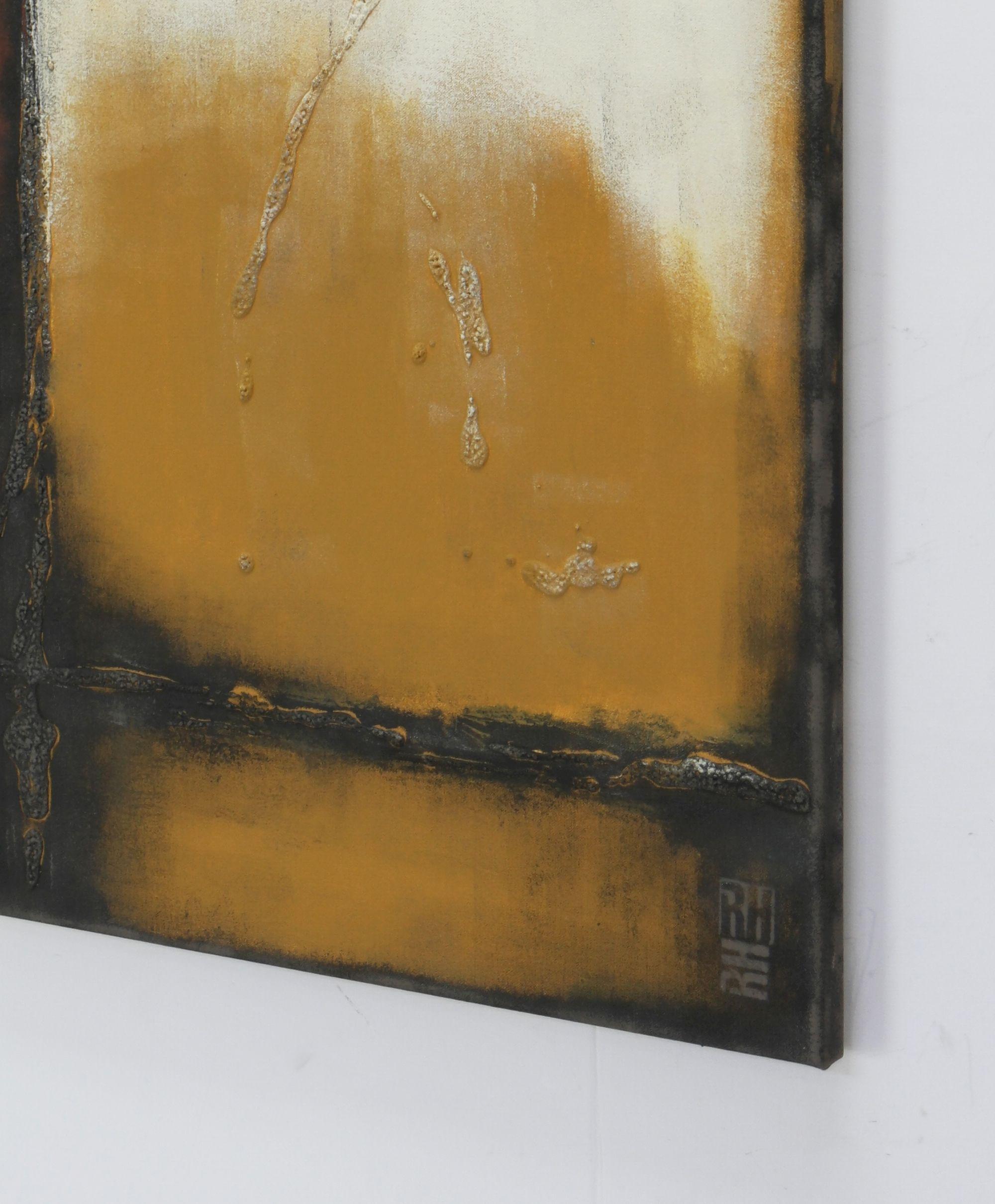 Lotti quadrati marroni, Pittura, Acrilico su tela - Abstract Painting Beige di Ronald Hunter