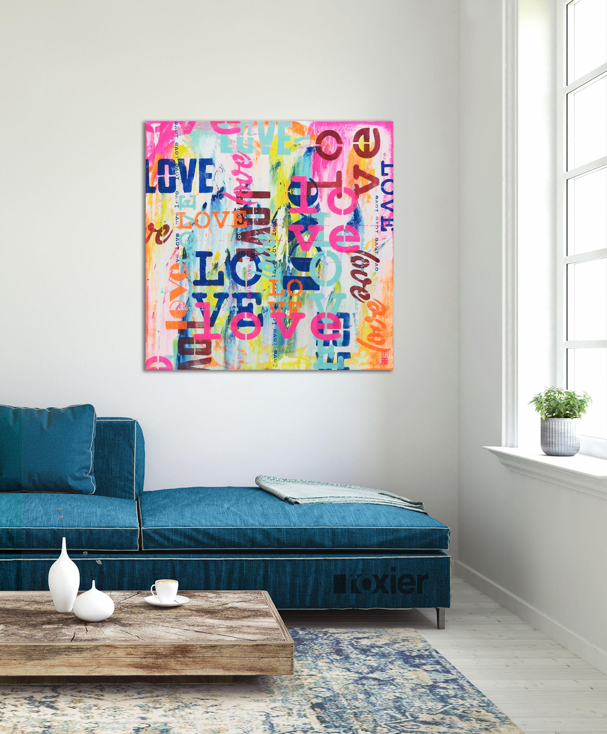 LOVE in Technicolor, Gemälde, Acryl auf Leinwand im Angebot 1