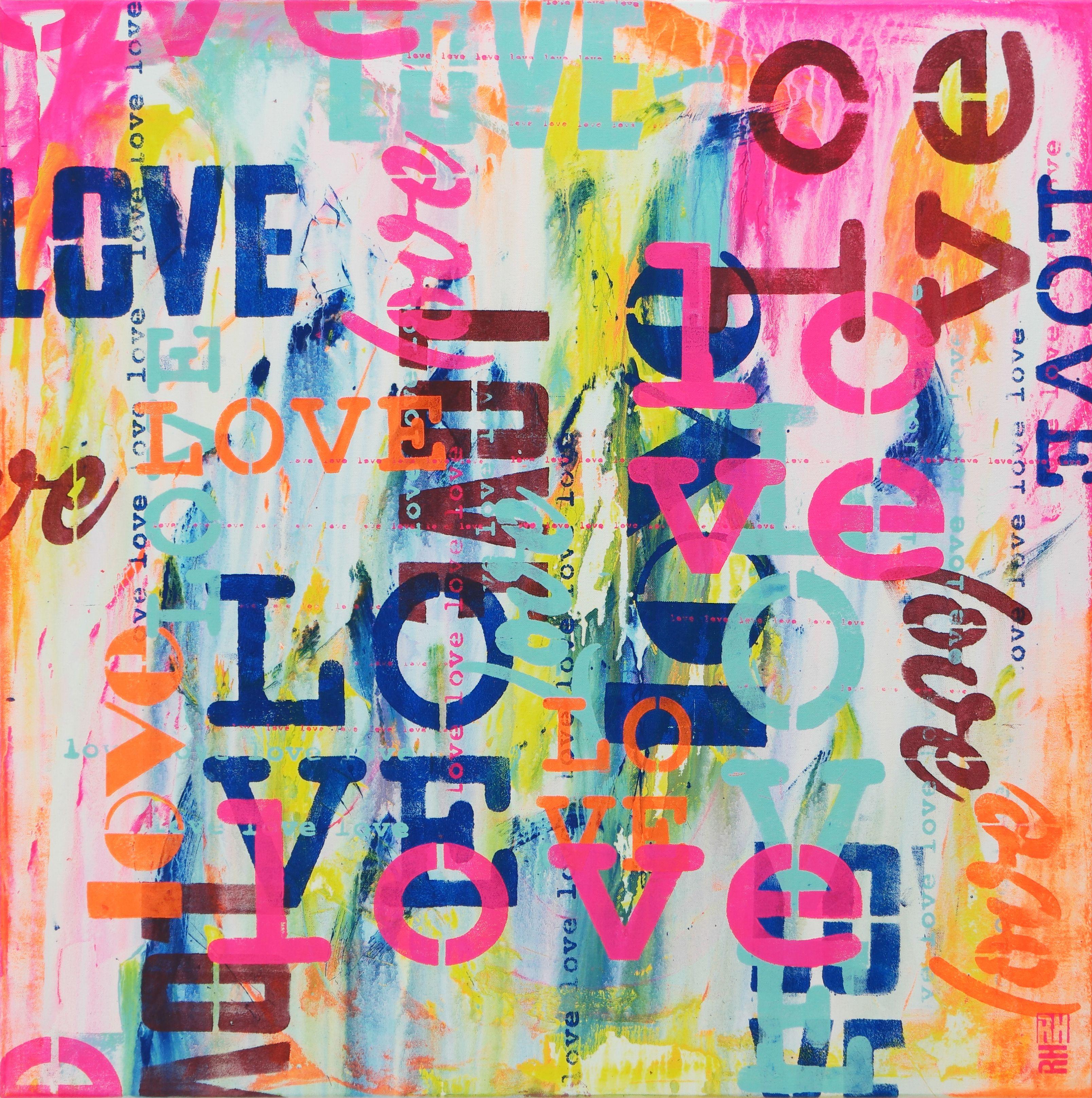 LOVE in Technicolor, Gemälde, Acryl auf Leinwand – Painting von Ronald Hunter