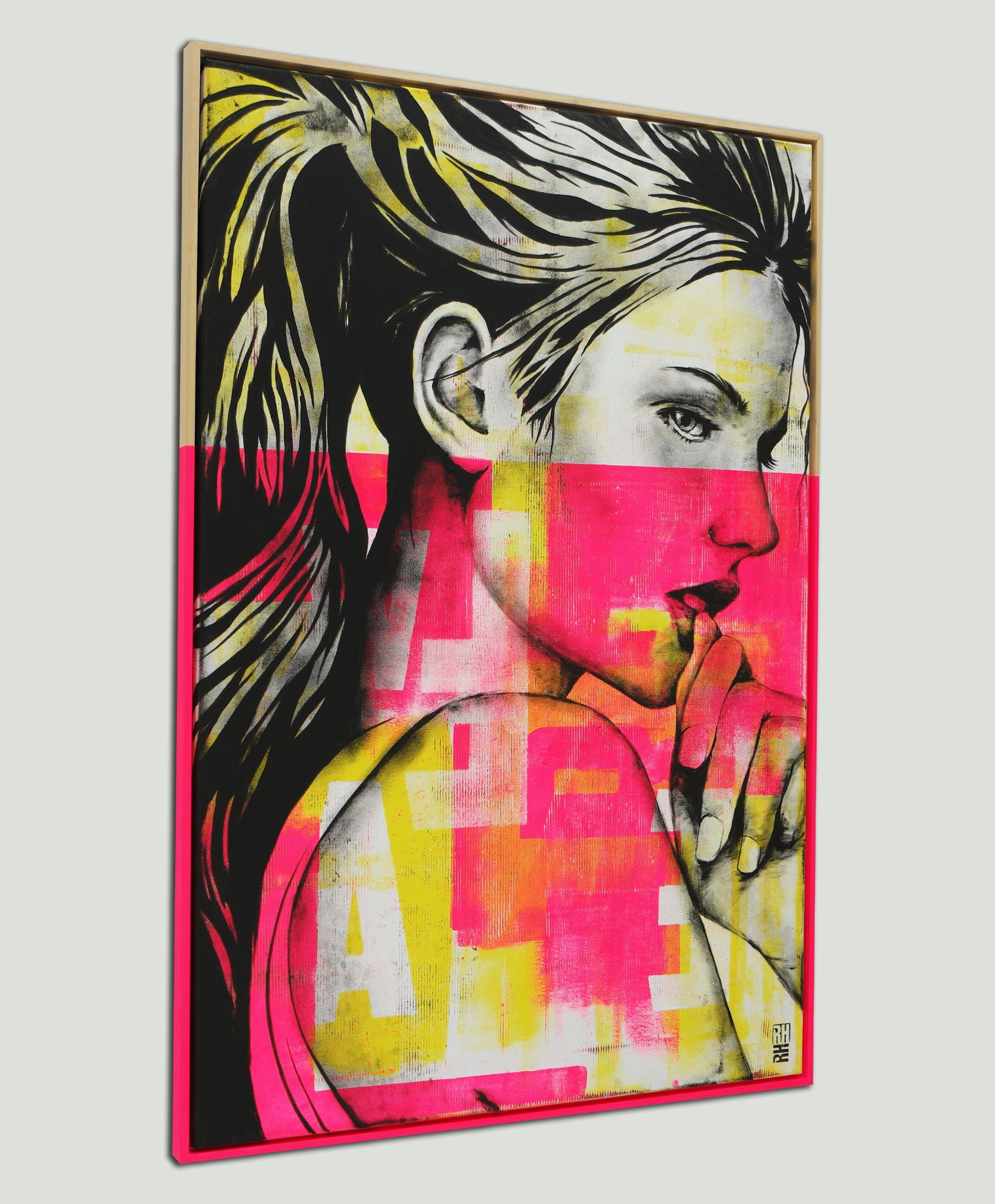 Ragazza pop art dipinta a mano - Neon Girl - creata da Ronald Hunter in acrilico e inchiostro al neon.    Ti presentiamo la 