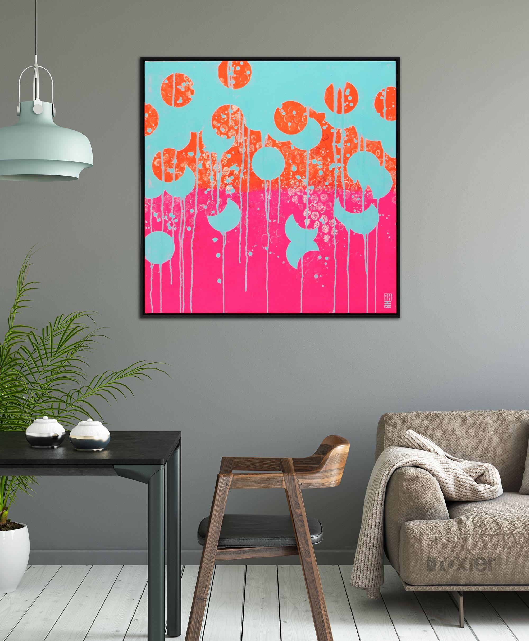 Couleurs néon pop - Cadre inclus, peinture, acrylique sur toile - Pop Art Painting par Ronald Hunter