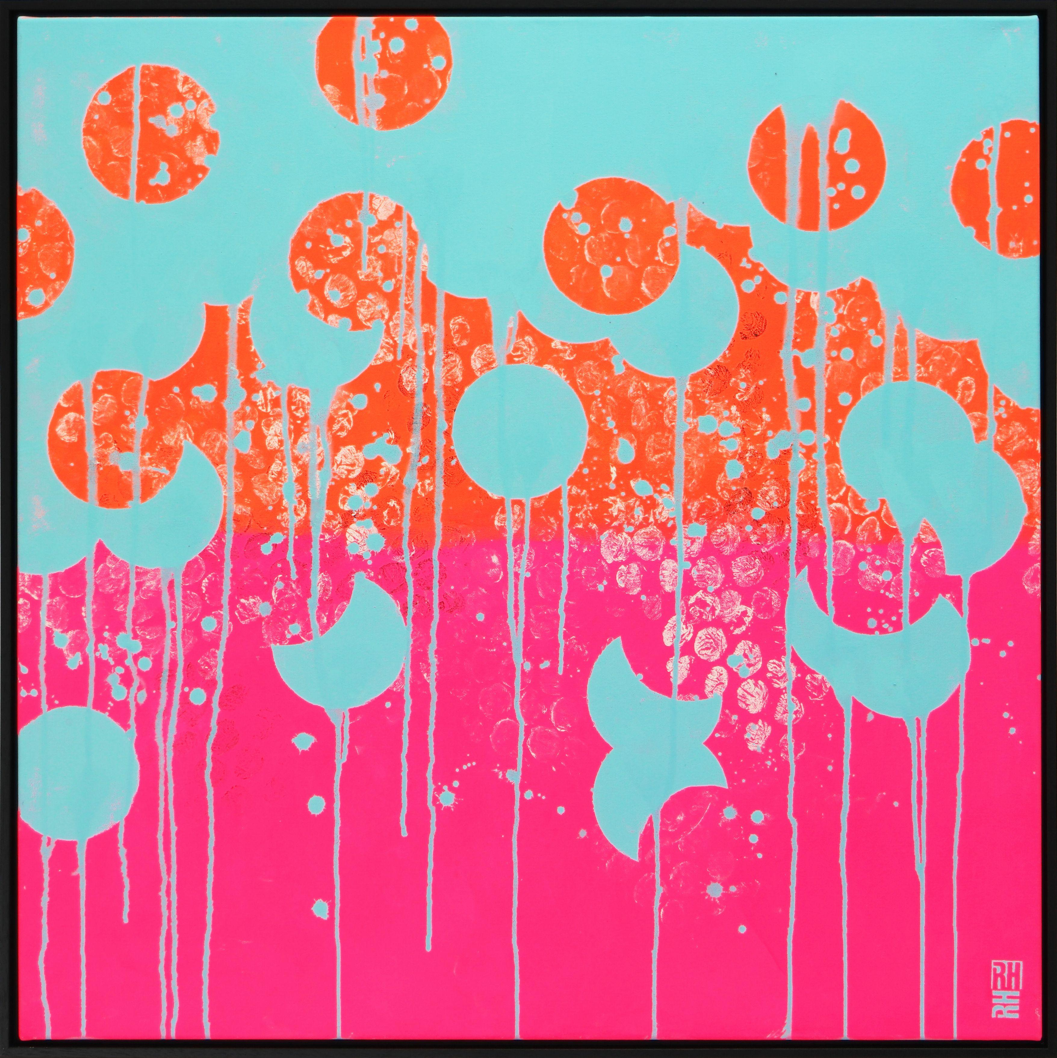 Couleurs néon pop - Cadre inclus, peinture, acrylique sur toile - Painting de Ronald Hunter