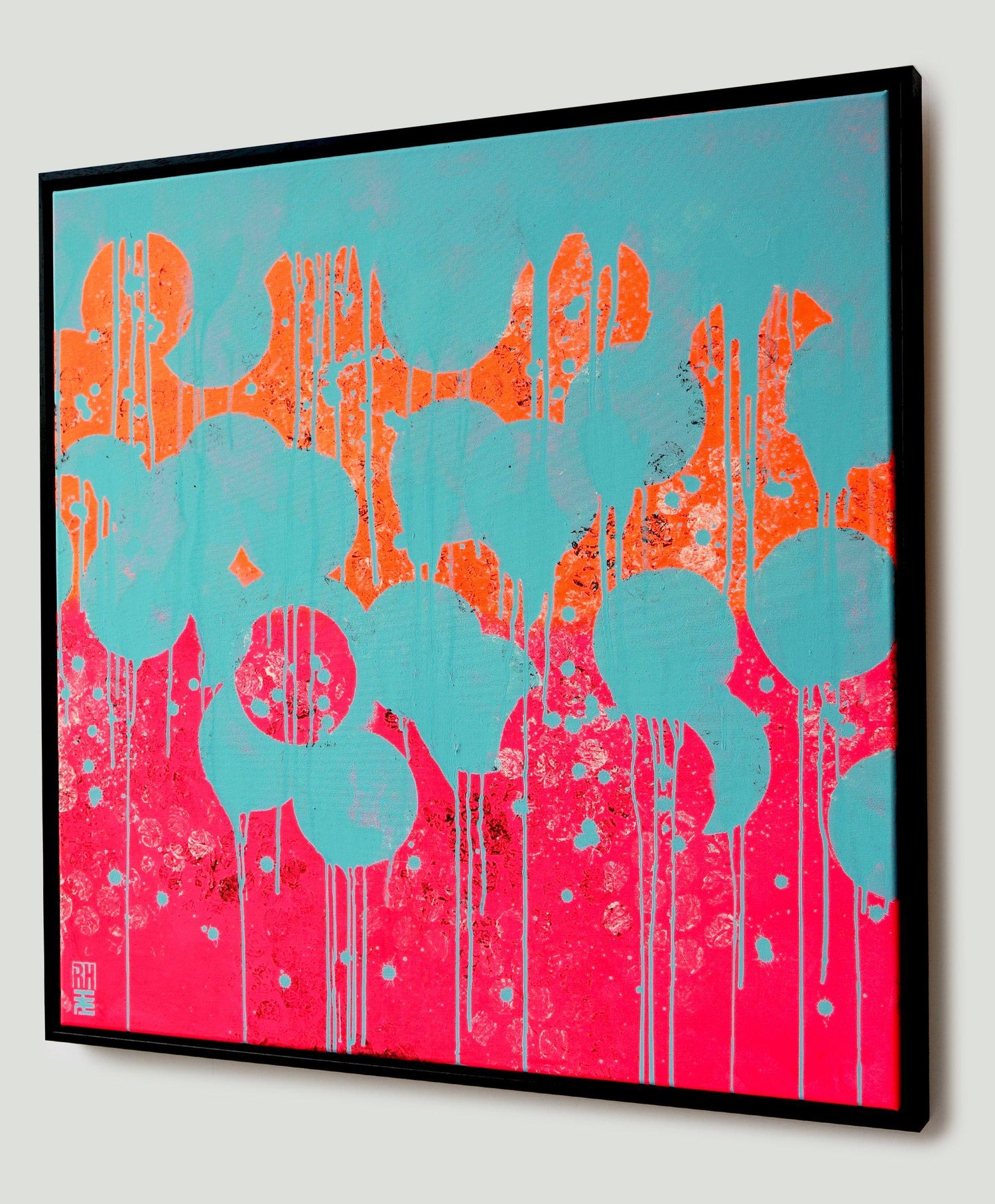 Ronald Hunter Neon Pop Colors Incl Black Frame Painting