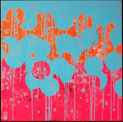 Neon Pop Colors - Incl Black Frame, Painting, Acrylic on Canvas