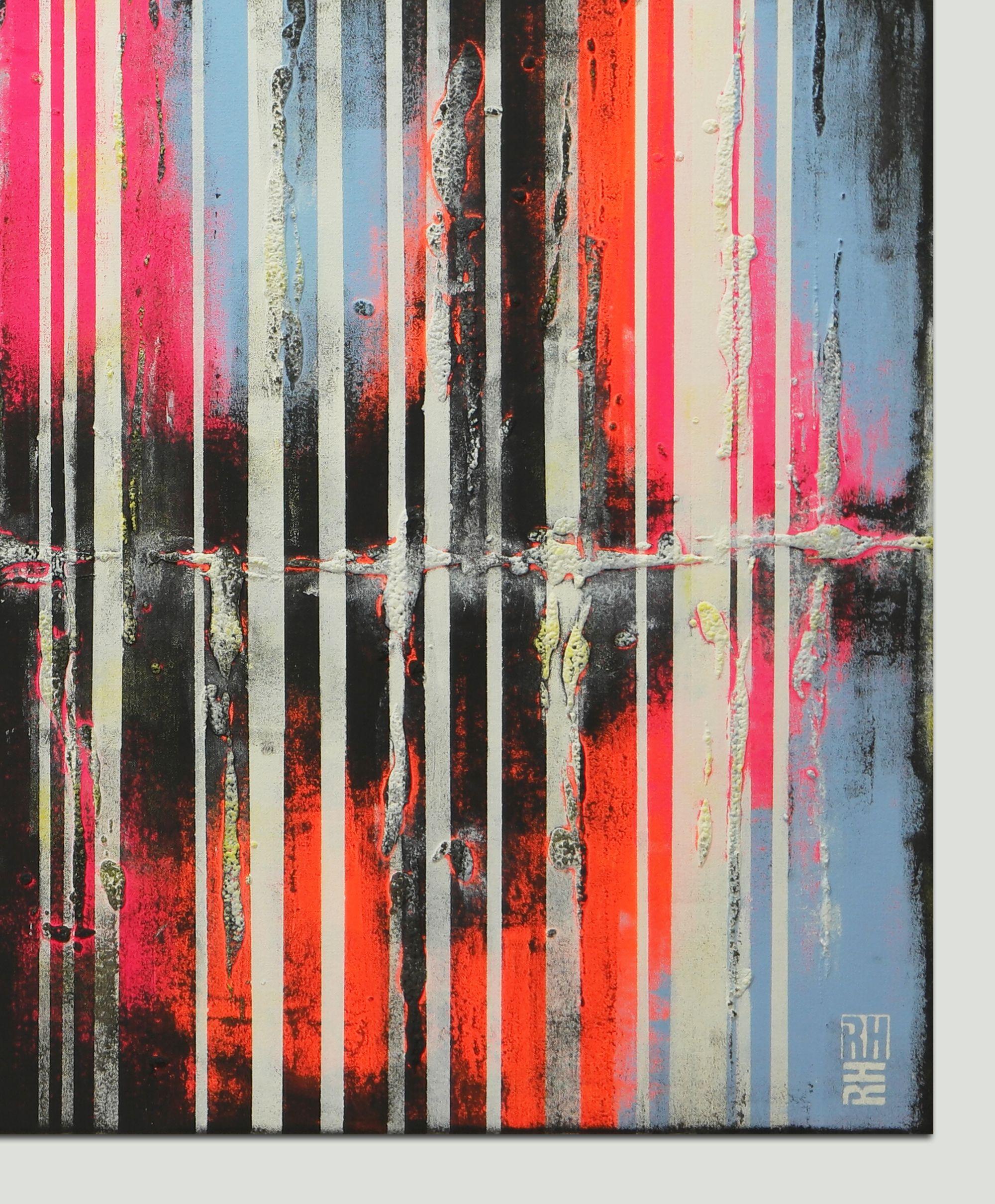 Neon Striped Landscape, Painting, Acrylic on Canvas For Sale 1