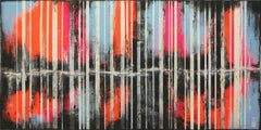 Neon Striped Landscape, Painting, Acrylic on Canvas