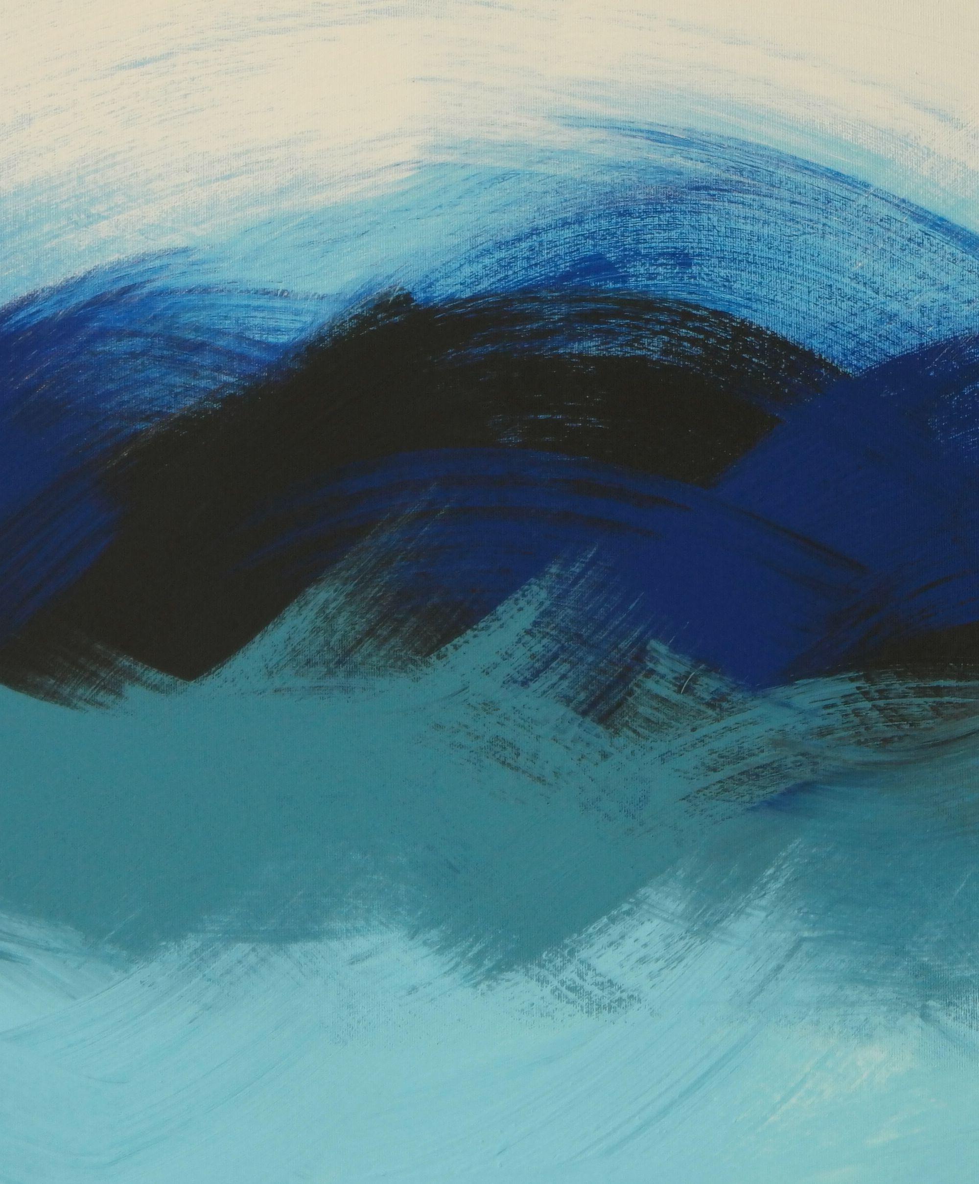 Oceanic Blue Brushed, Painting, Acrylic on Canvas 2