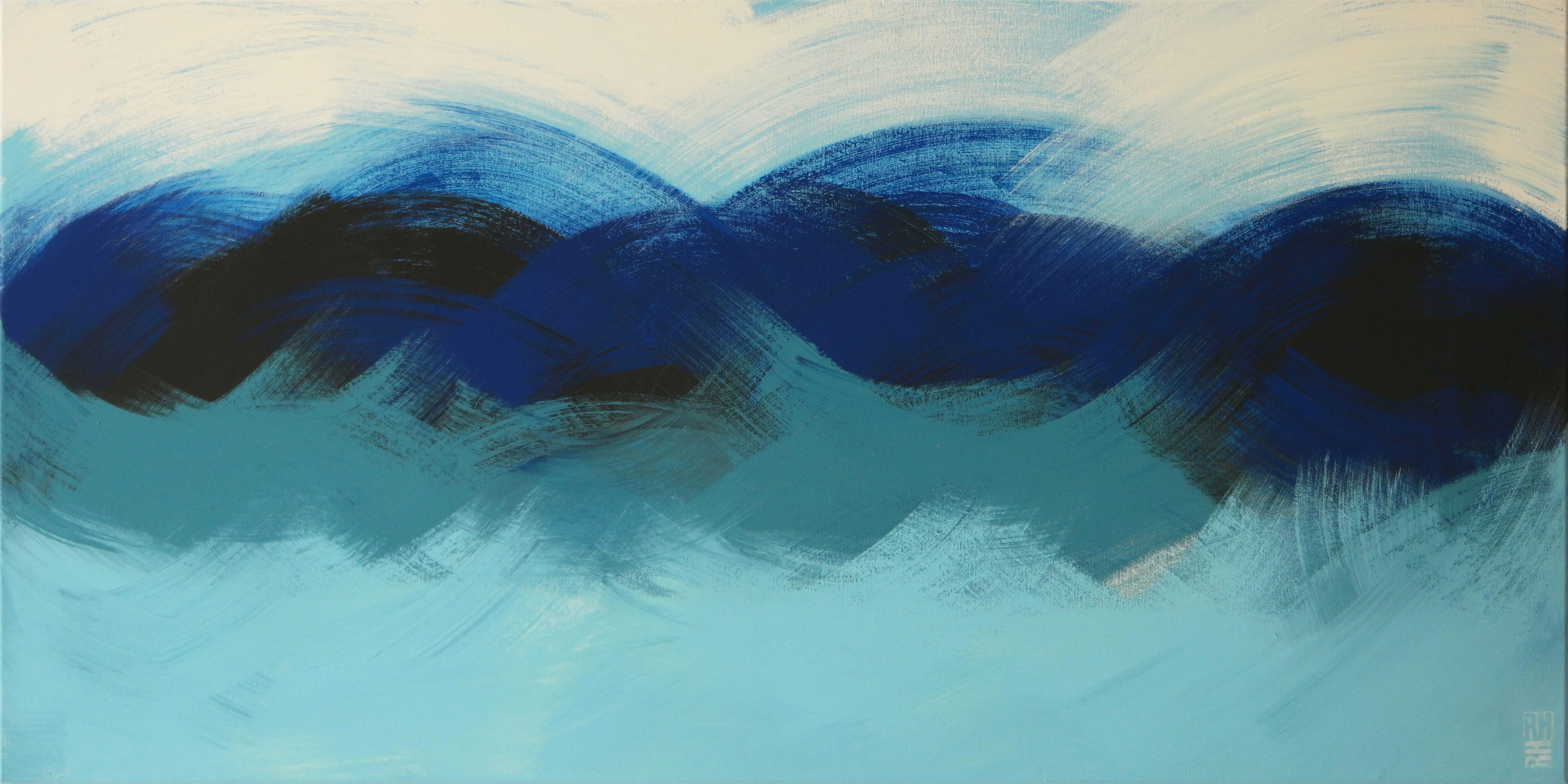 Ronald Hunter Abstract Painting - Oceanic Blue Brushed, Painting, Acrylic on Canvas