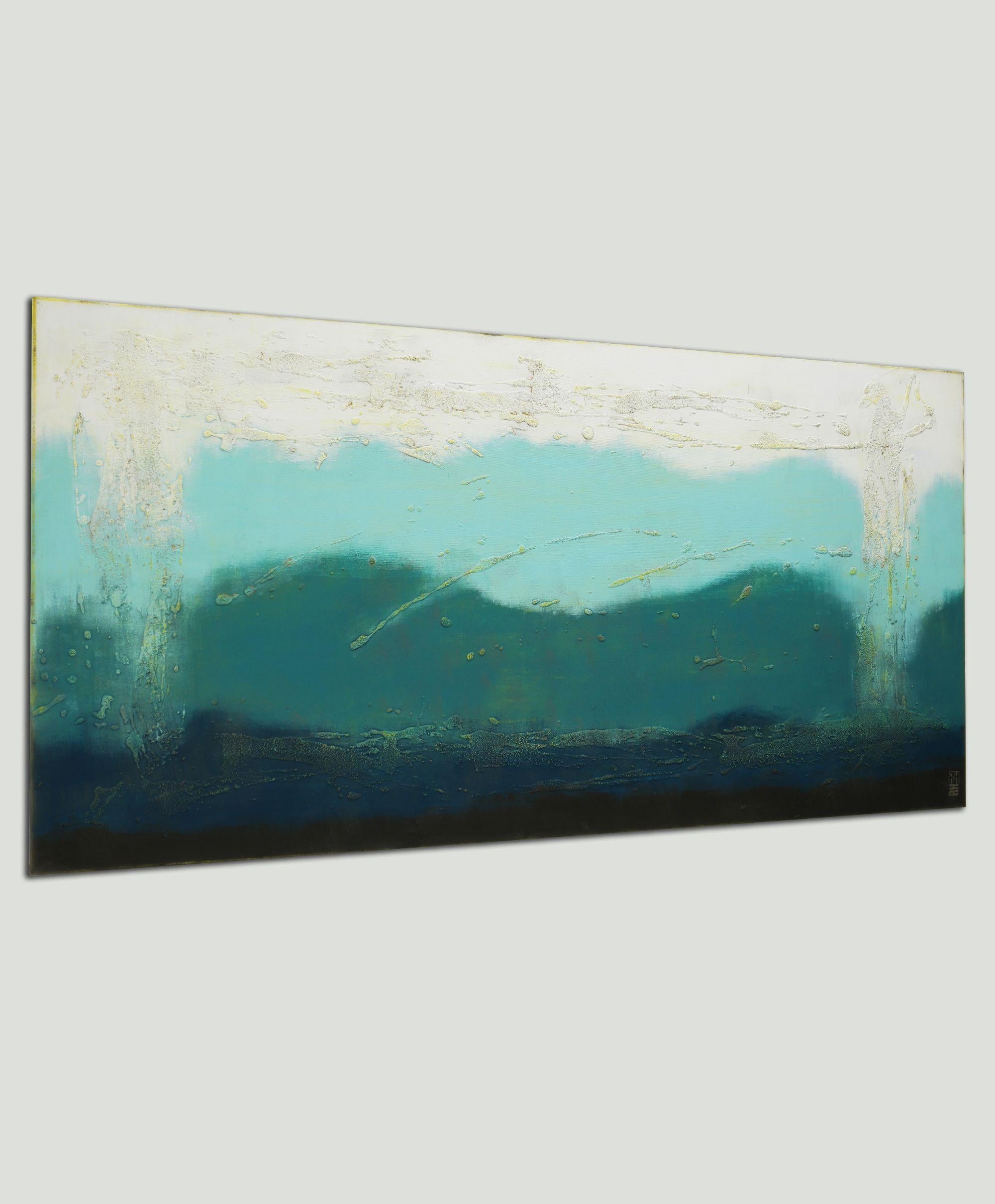 Oceanic Blues XL, Pittura, Acrilico su tela - Painting Astratto di Ronald Hunter