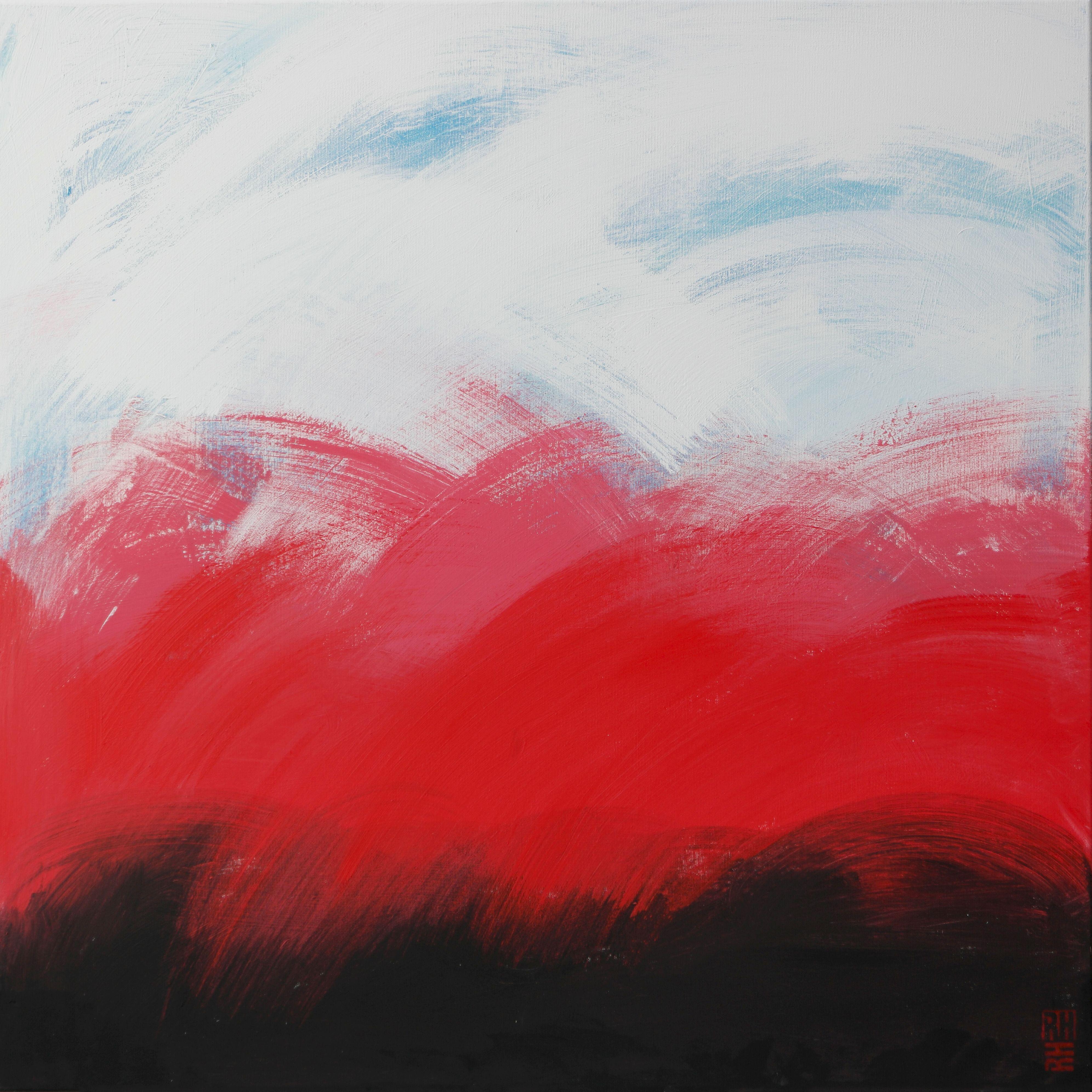 Ronald Hunter Abstract Painting - Oceanic Red Brushed, Painting, Acrylic on Canvas
