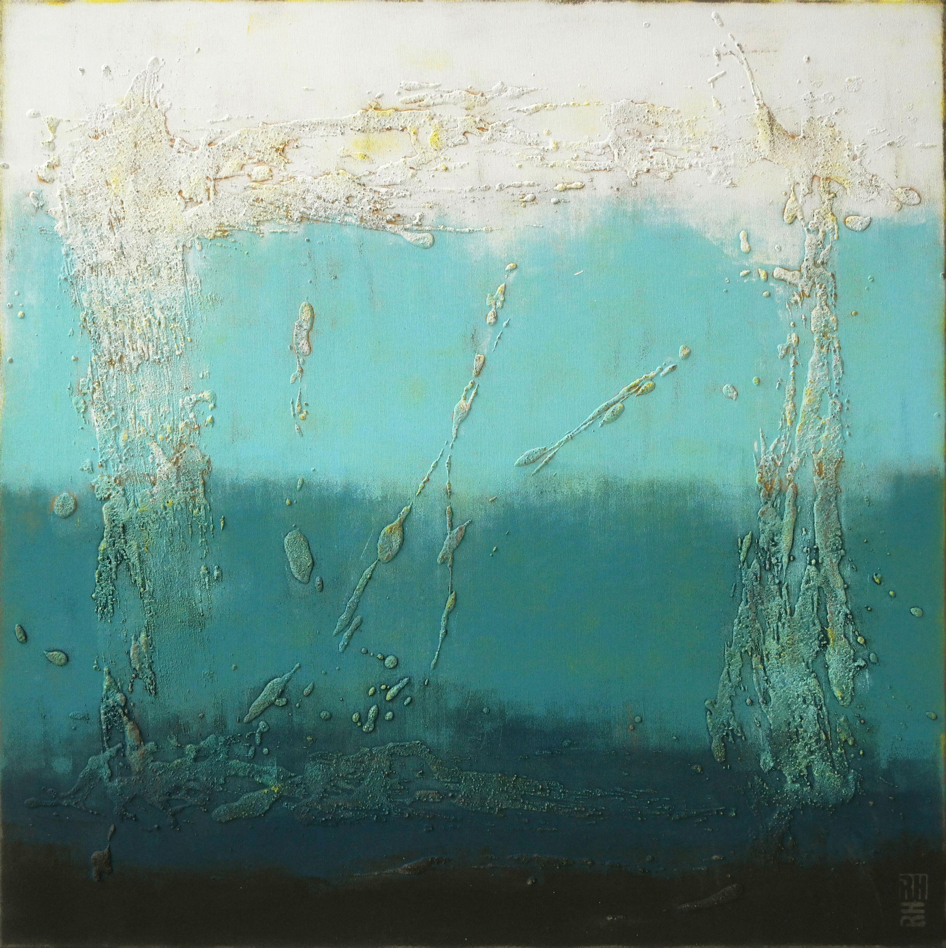 Ronald Hunter Abstract Painting - Oceanic Square, Painting, Acrylic on Canvas