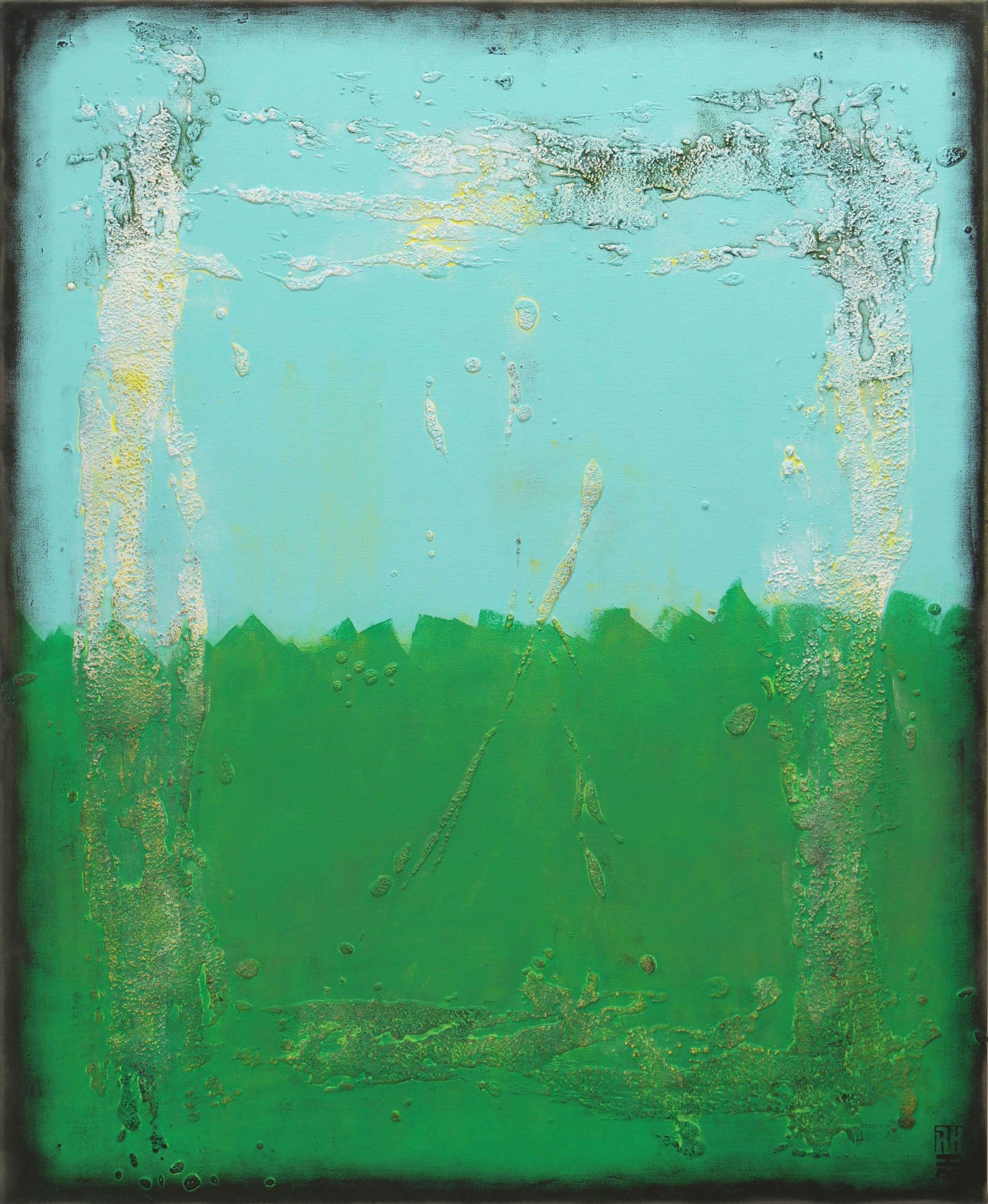 Ronald Hunter Abstract Painting - Once in Green, Painting, Acrylic on Canvas
