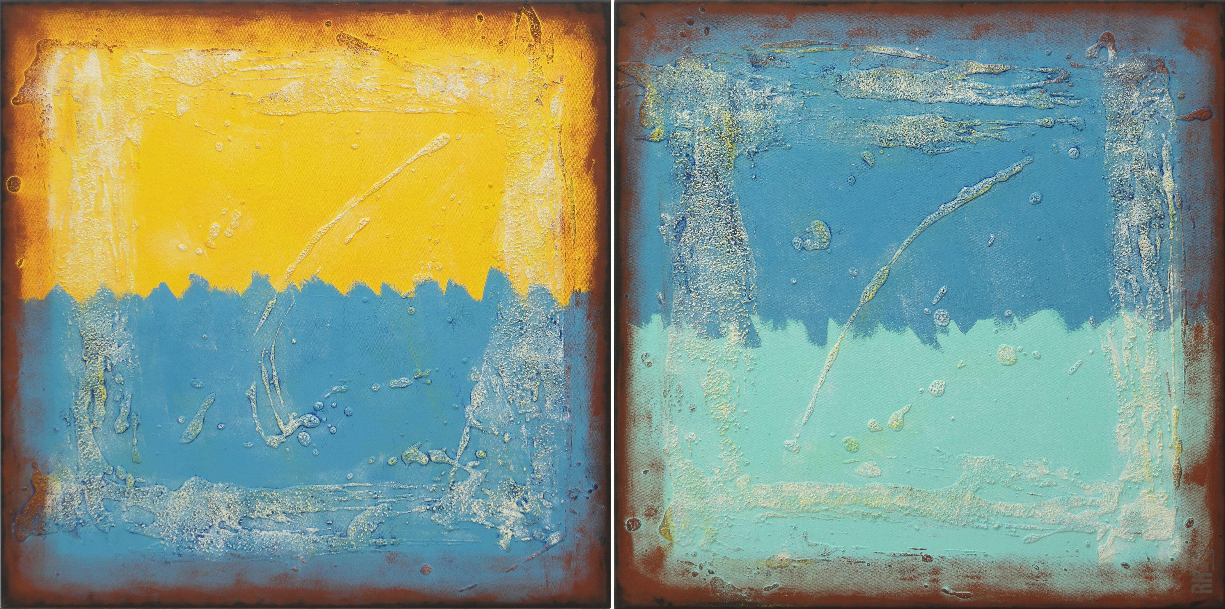 Ronald Hunter Abstract Painting - Once Twice Landscape -  Diptych, Painting, Acrylic on Canvas