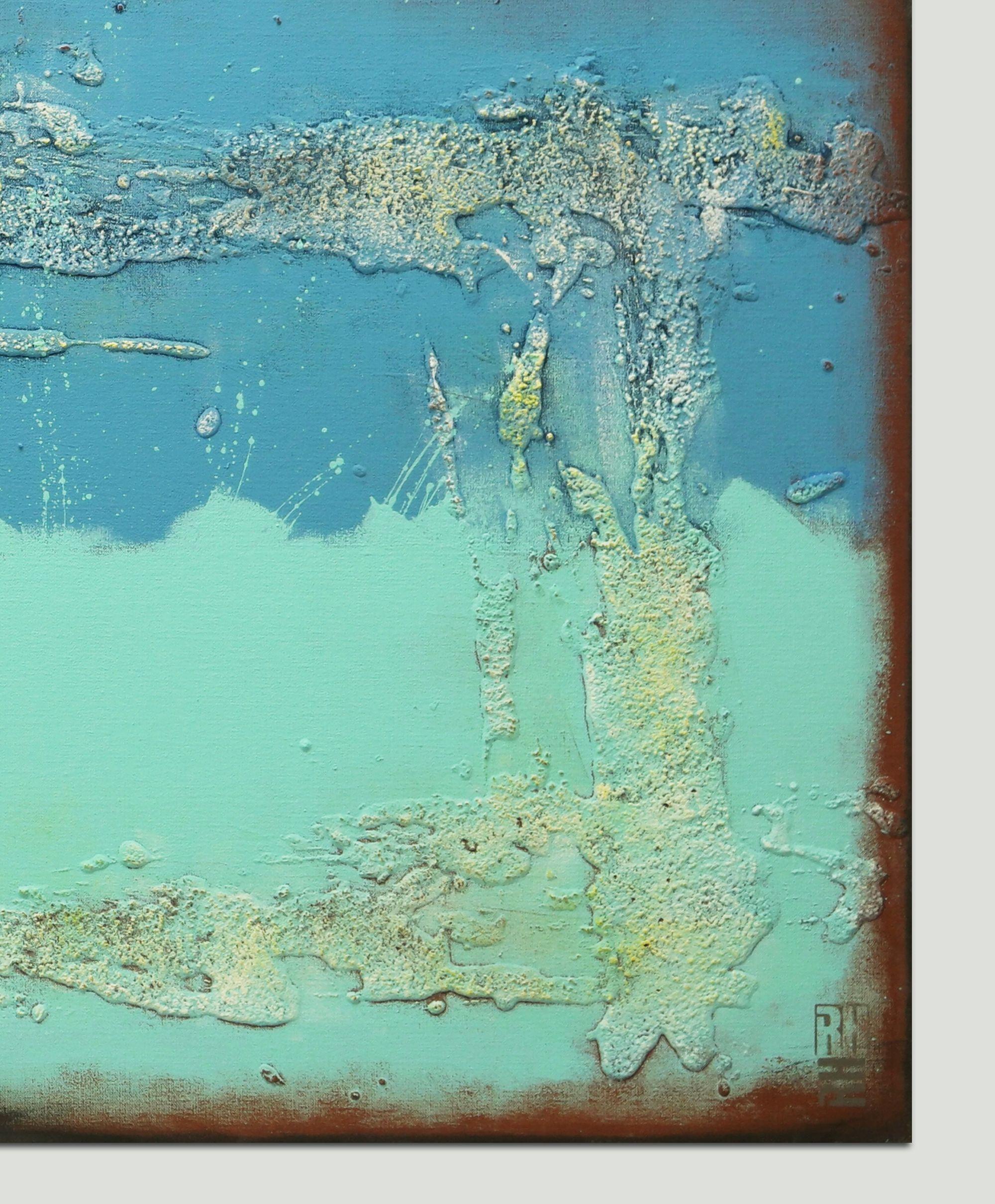 Once Twice Turquoise Landscape, Painting, Acrylic on Canvas 2